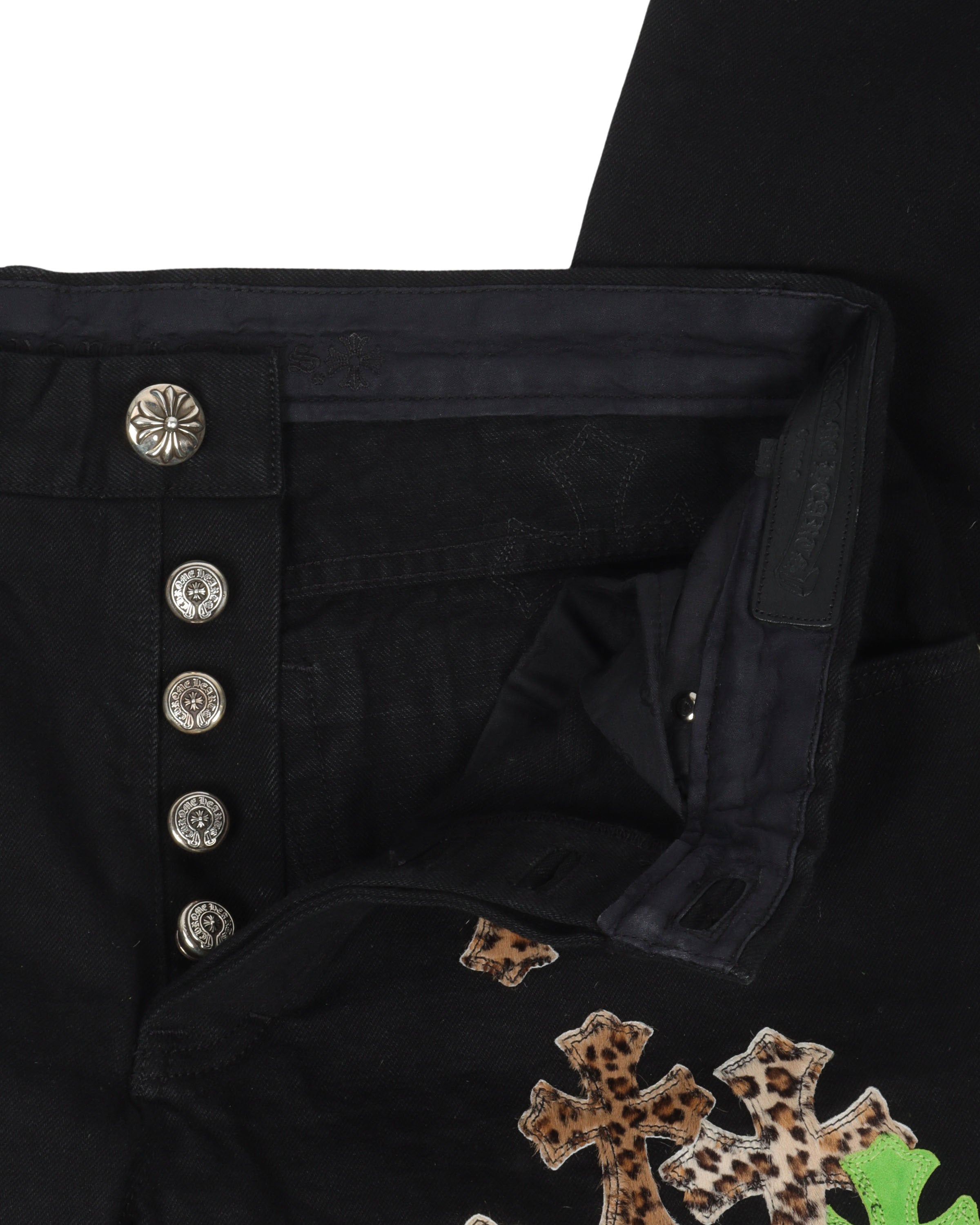 Buy Chrome Hearts Cross Patch Denim 'Black/Green/Cheetah' - 1383