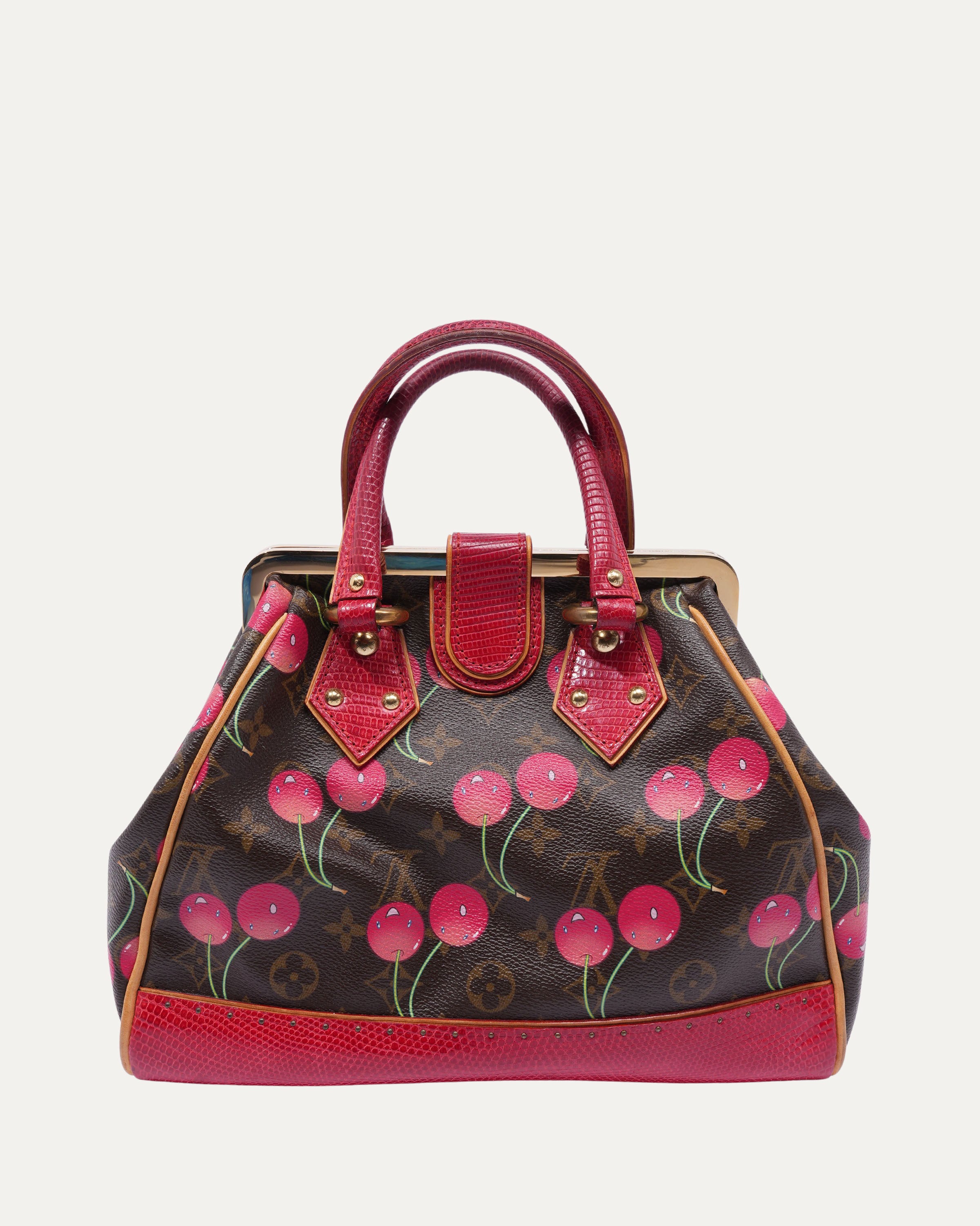 Murakami Monogram Cerises Lizard Sac Fermoir MM