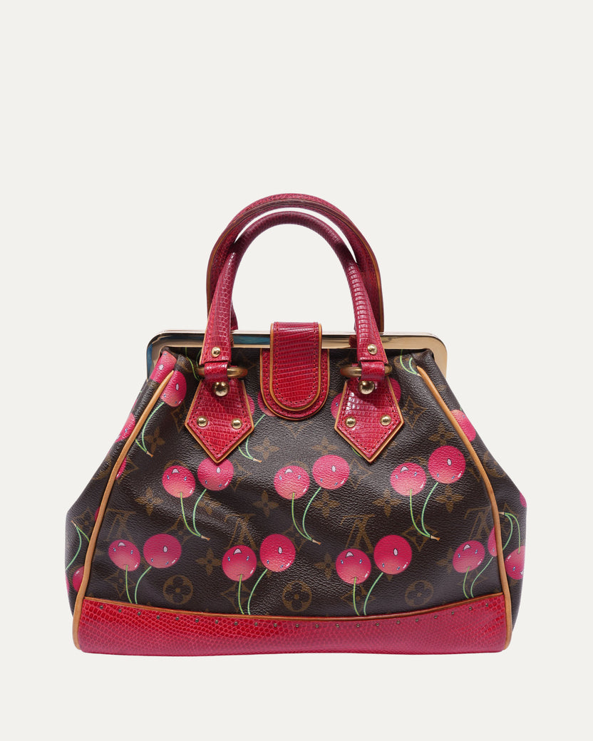 Murakami Monogram Cerises Lizard Sac Fermoir MM