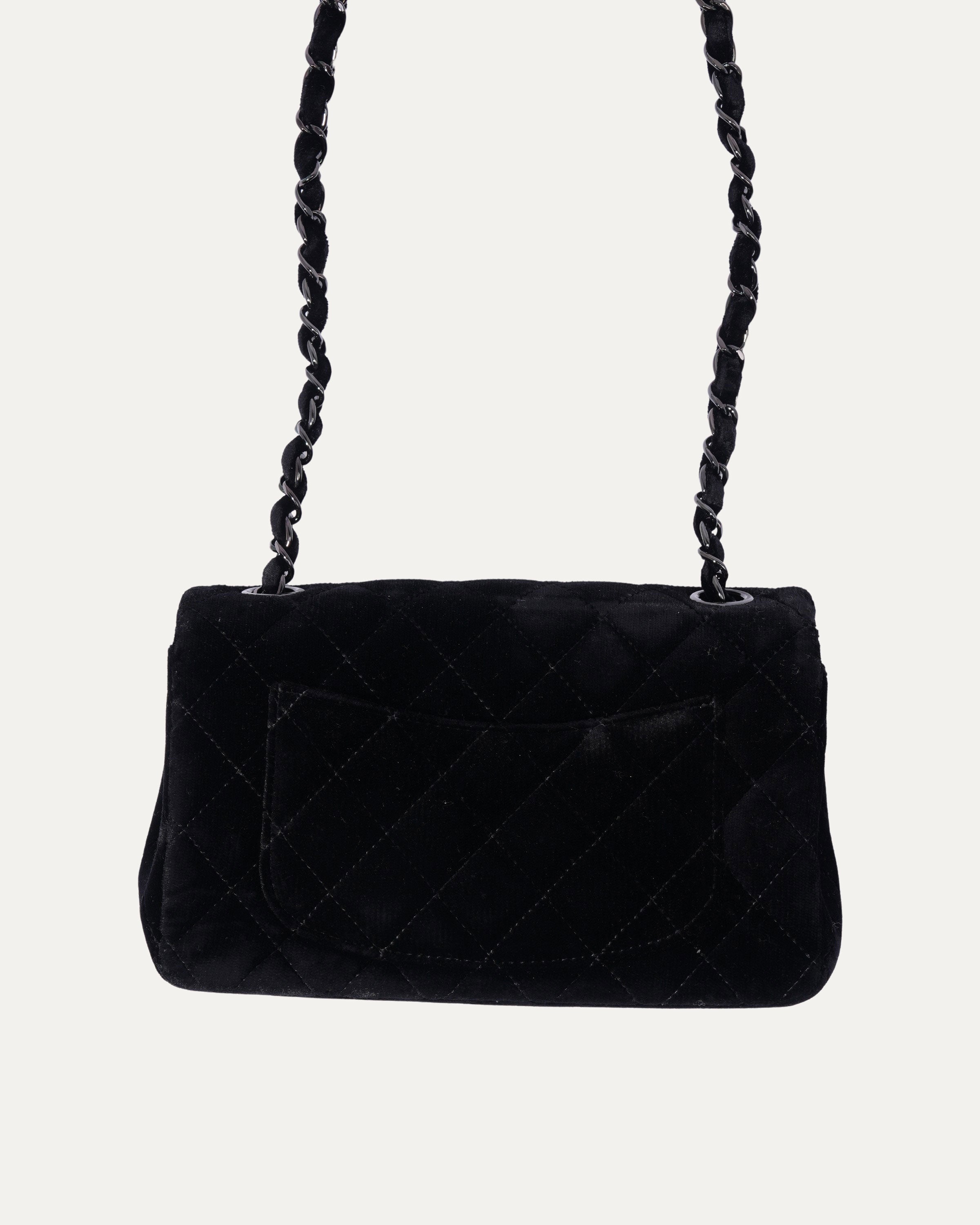 Quilted Velvet Clutch On Chain