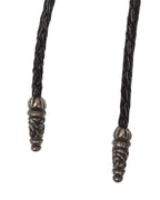 Oval Cross Braided Leather Bolo Tie