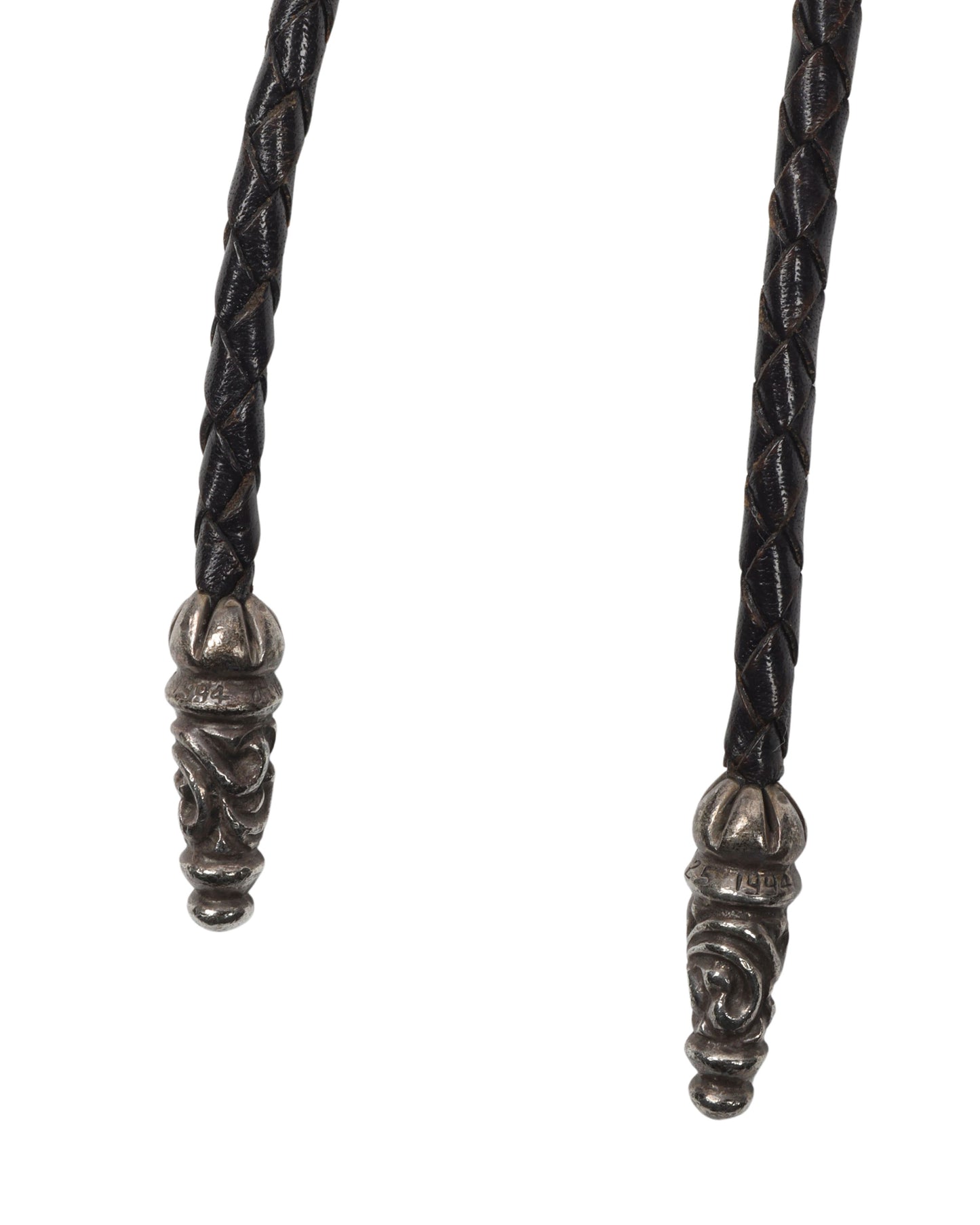 Oval Cross Braided Leather Bolo Tie