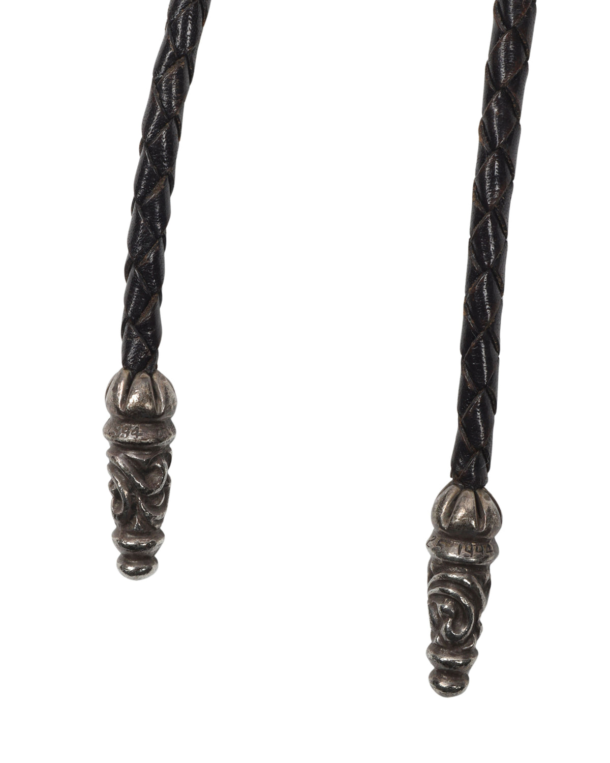 Oval Cross Braided Leather Bolo Tie