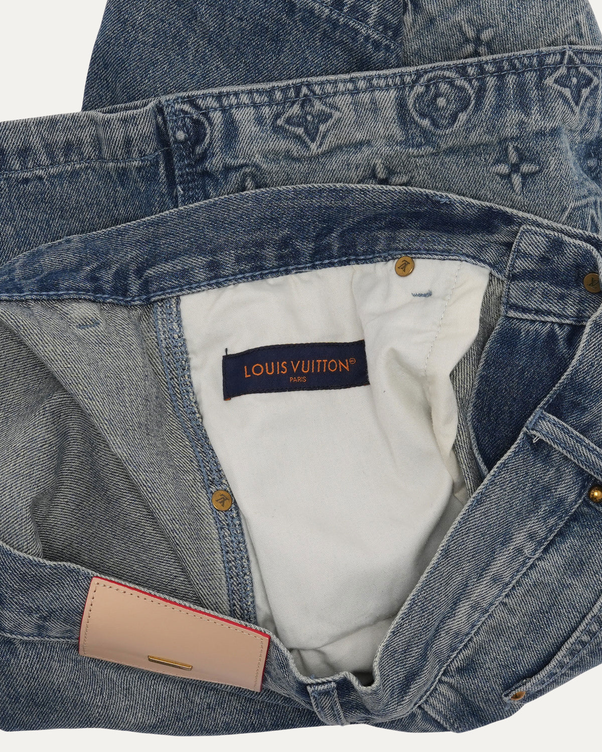 Monogram Double Knee Denim Shorts