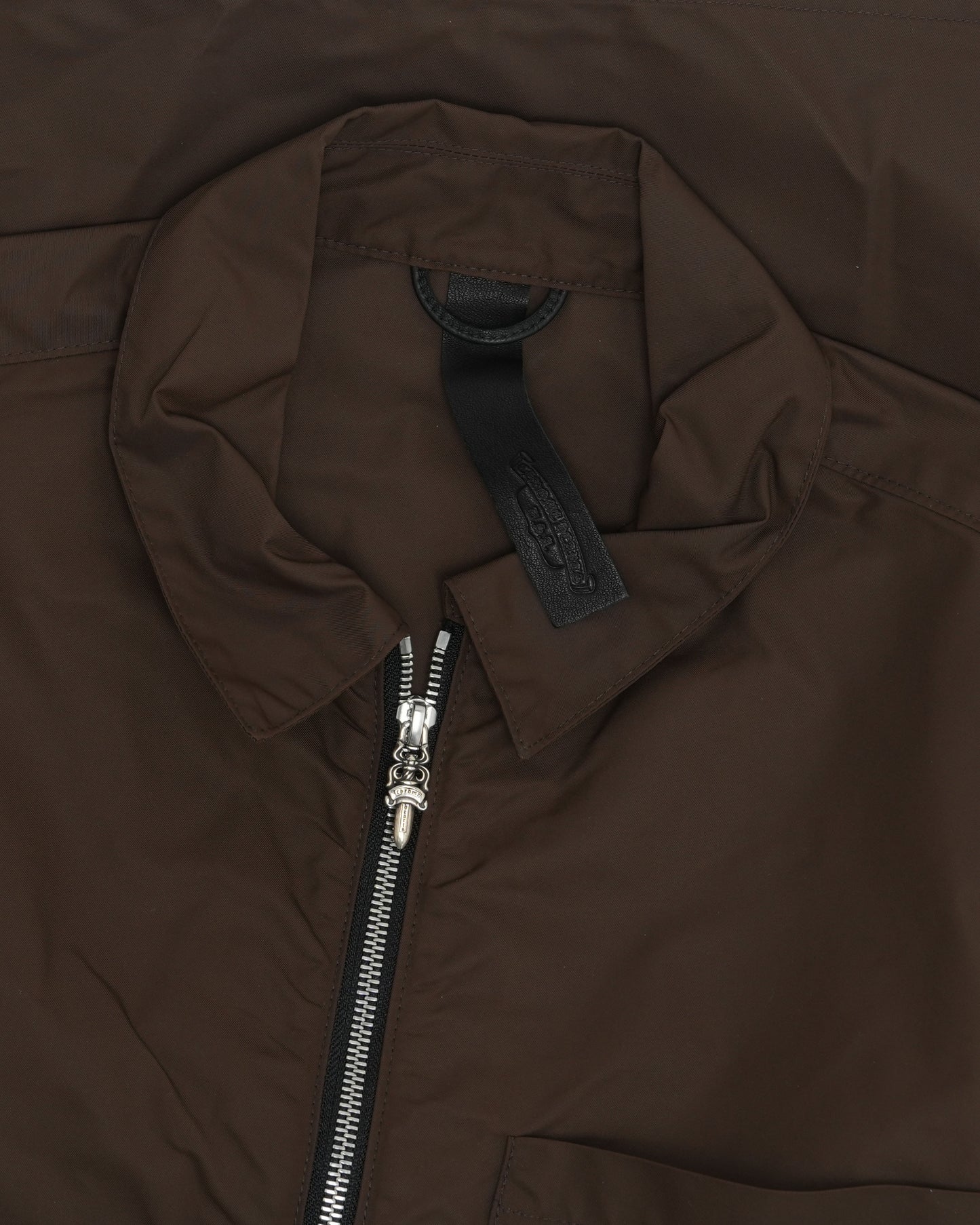 Nylon Leather Zip Up Shirt