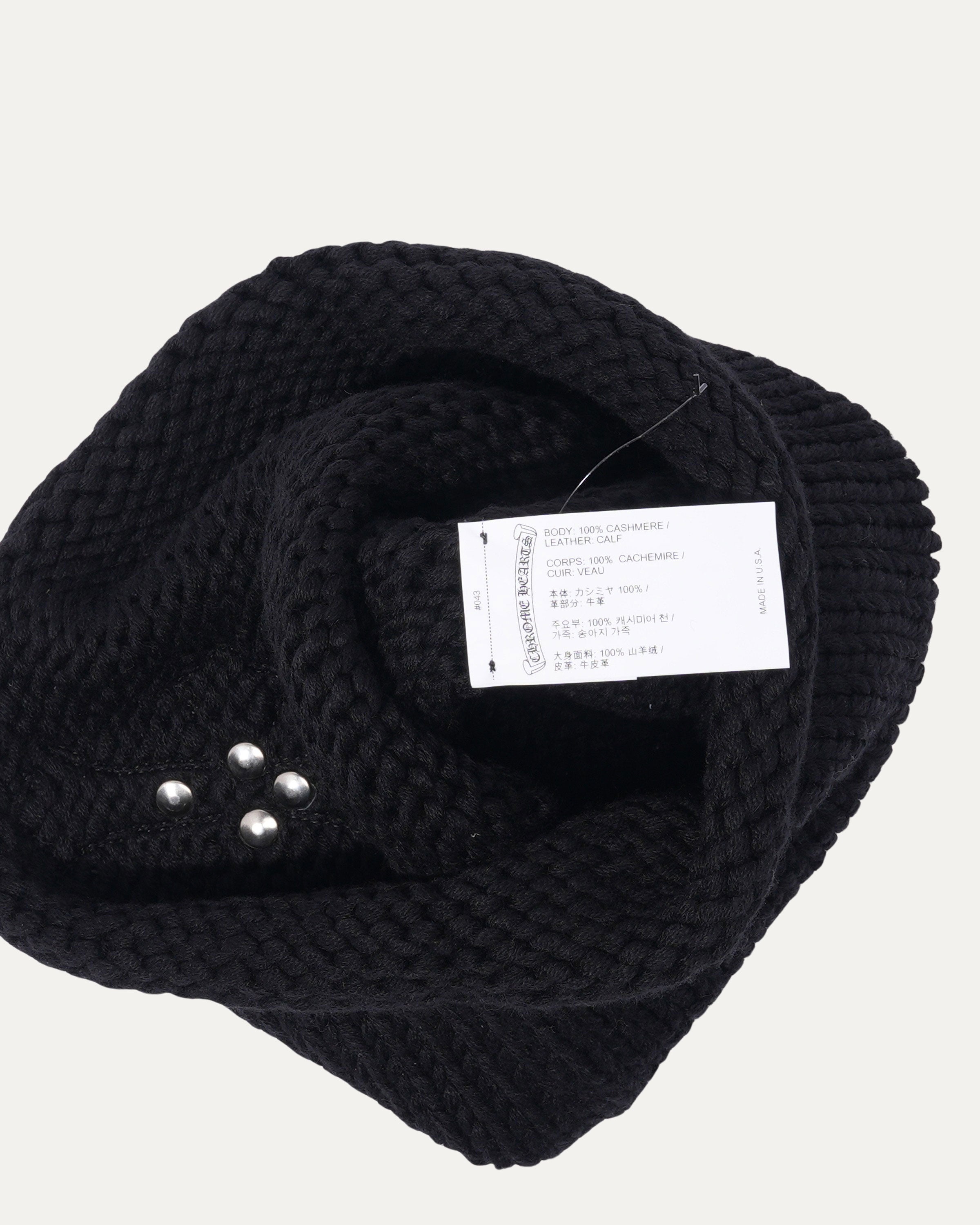 Silver Embellished Cross Patch Cashmere Beanie