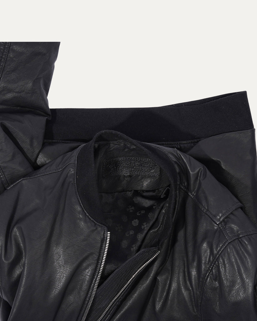 Uncle Slam Cashmere and Leather MA-1 Bomber Jacket