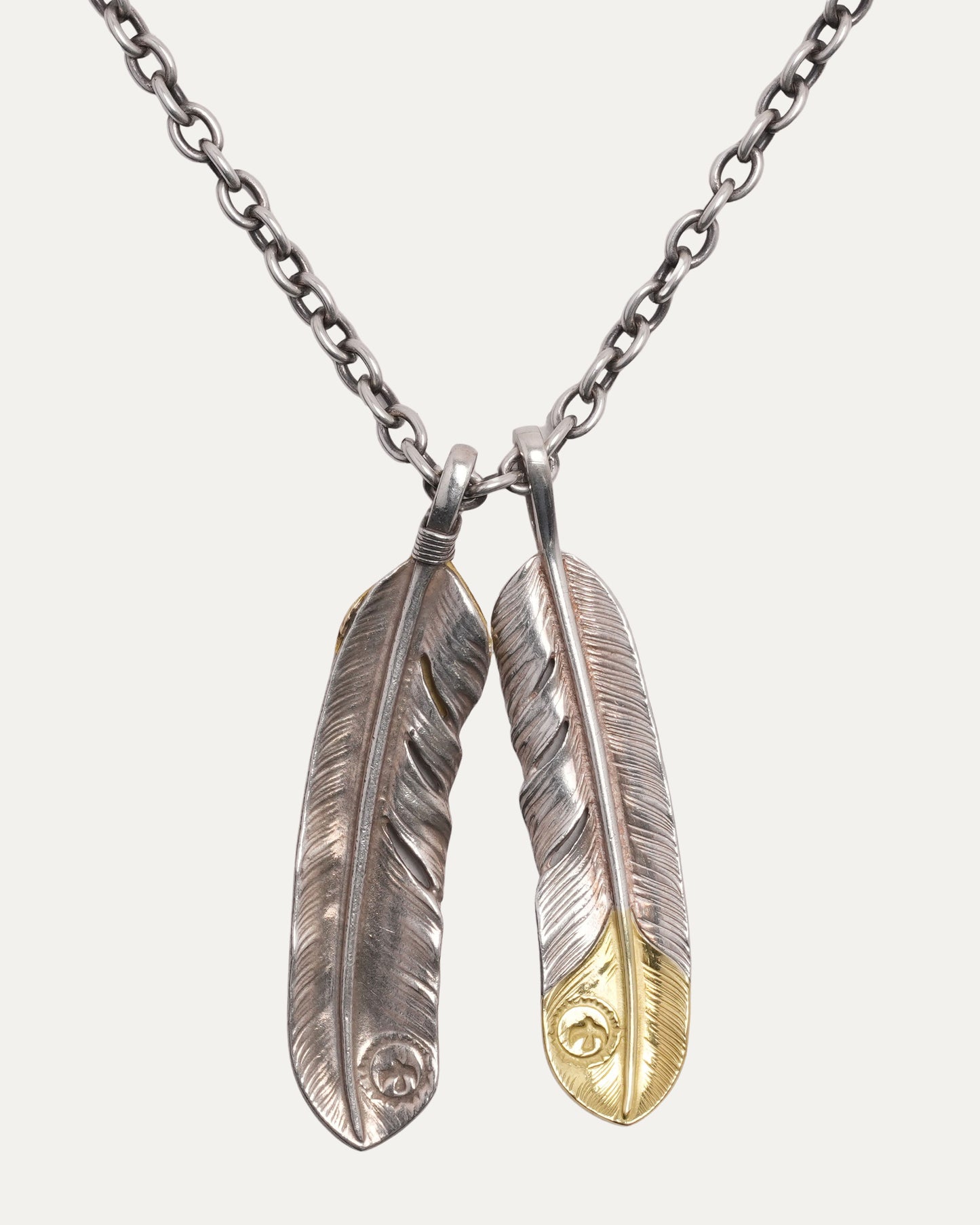 Silver and Gold Double Feather Necklace