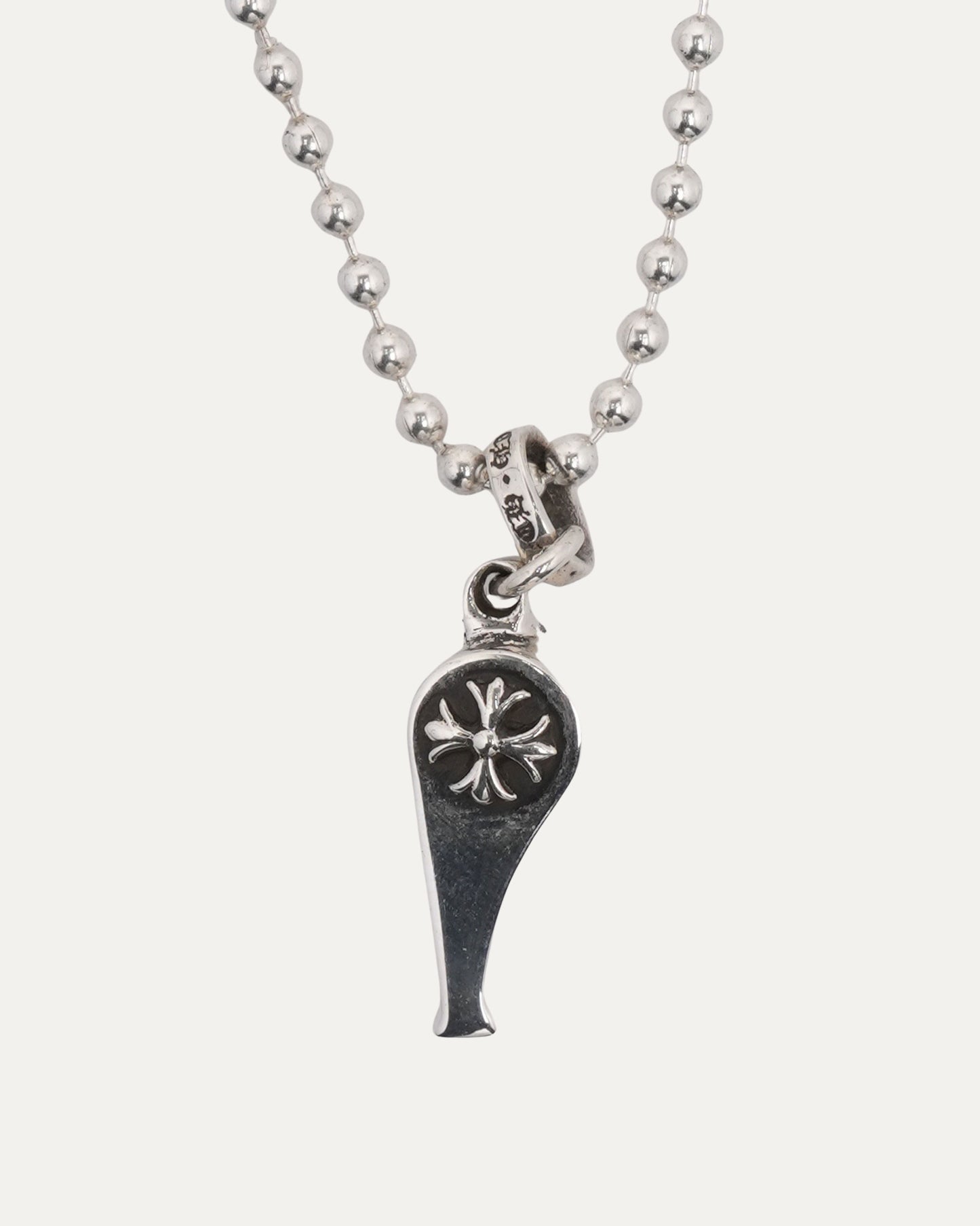 Tiny Plus Cross Whistle Pendant on Ball Chain Necklace
