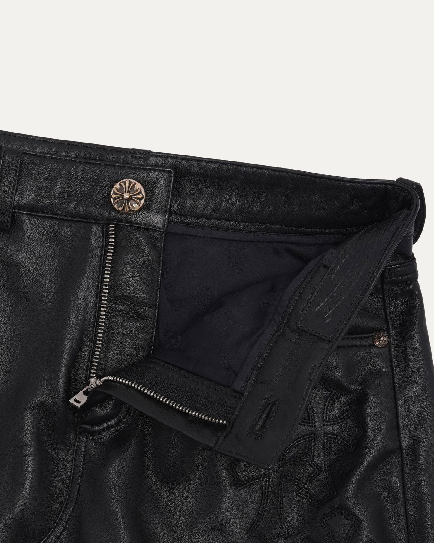 Cross Patch Leather Skirt