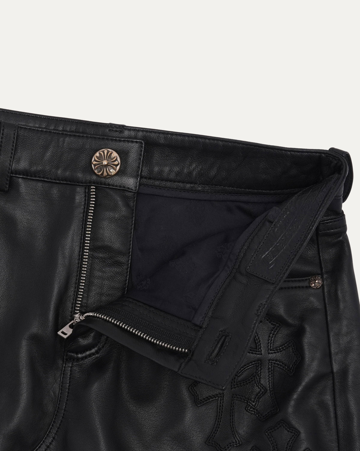 Cross Patch Leather Skirt