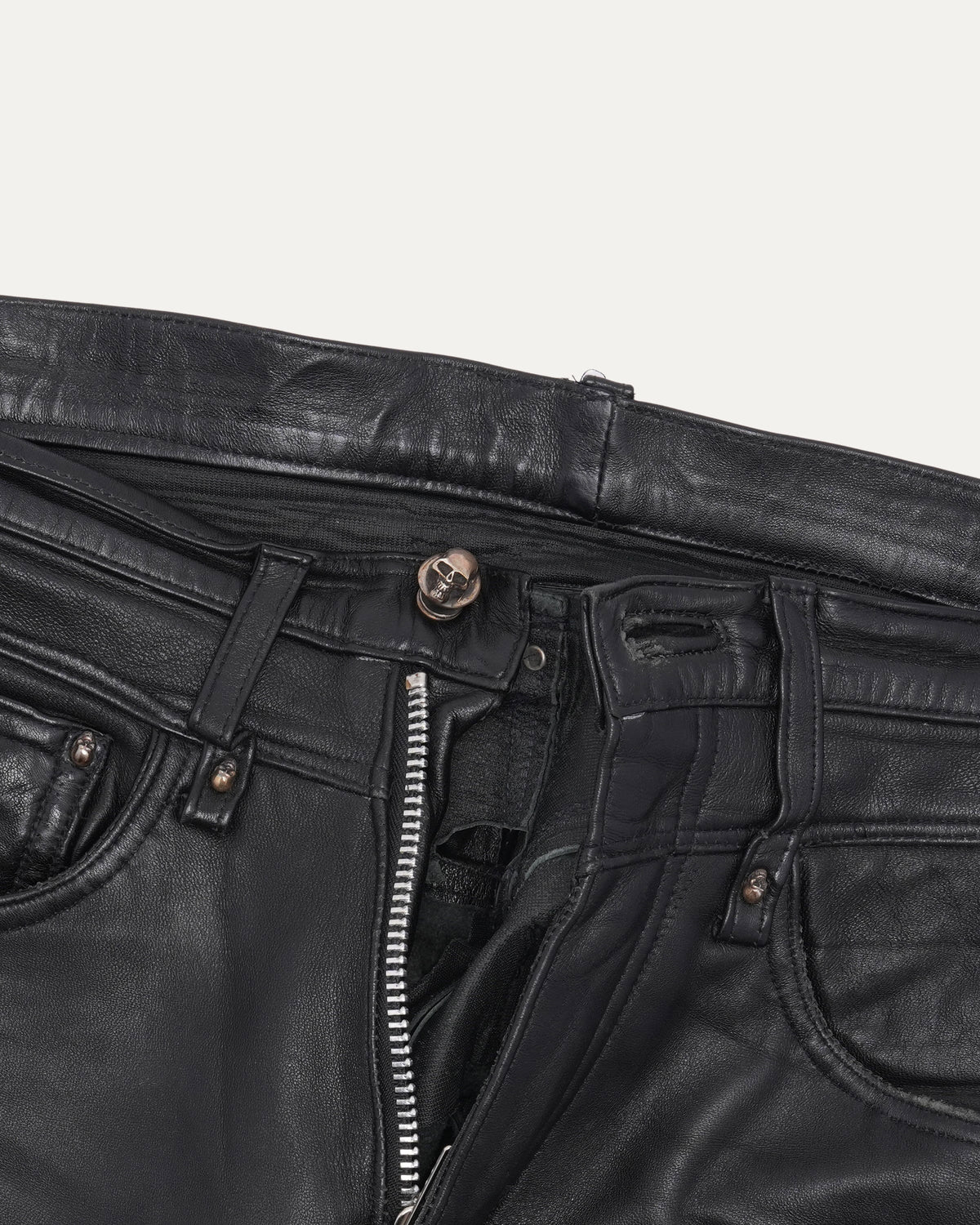 Contrast Panel Leather Pants
