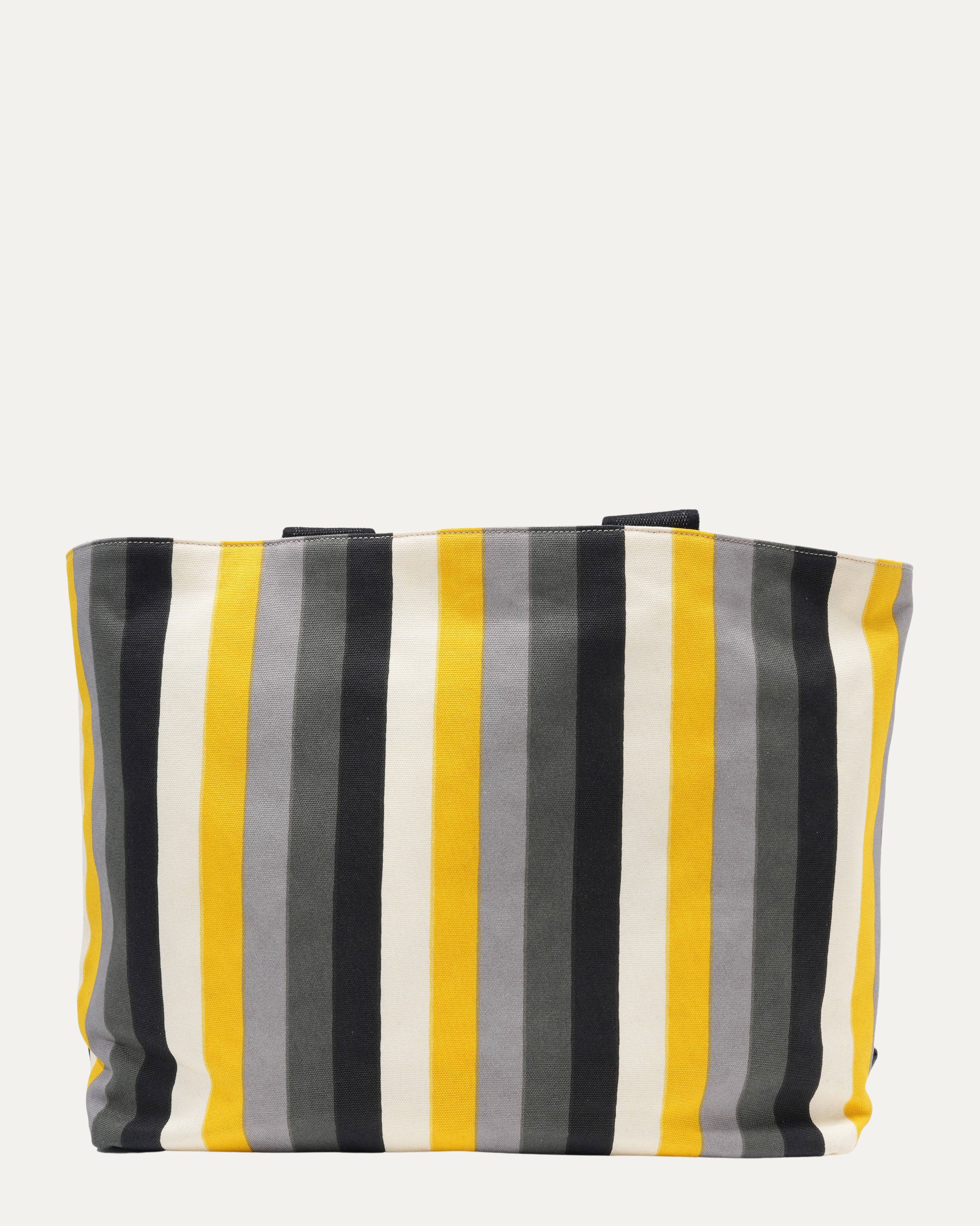 Embossed Logo Striped Tote Bag