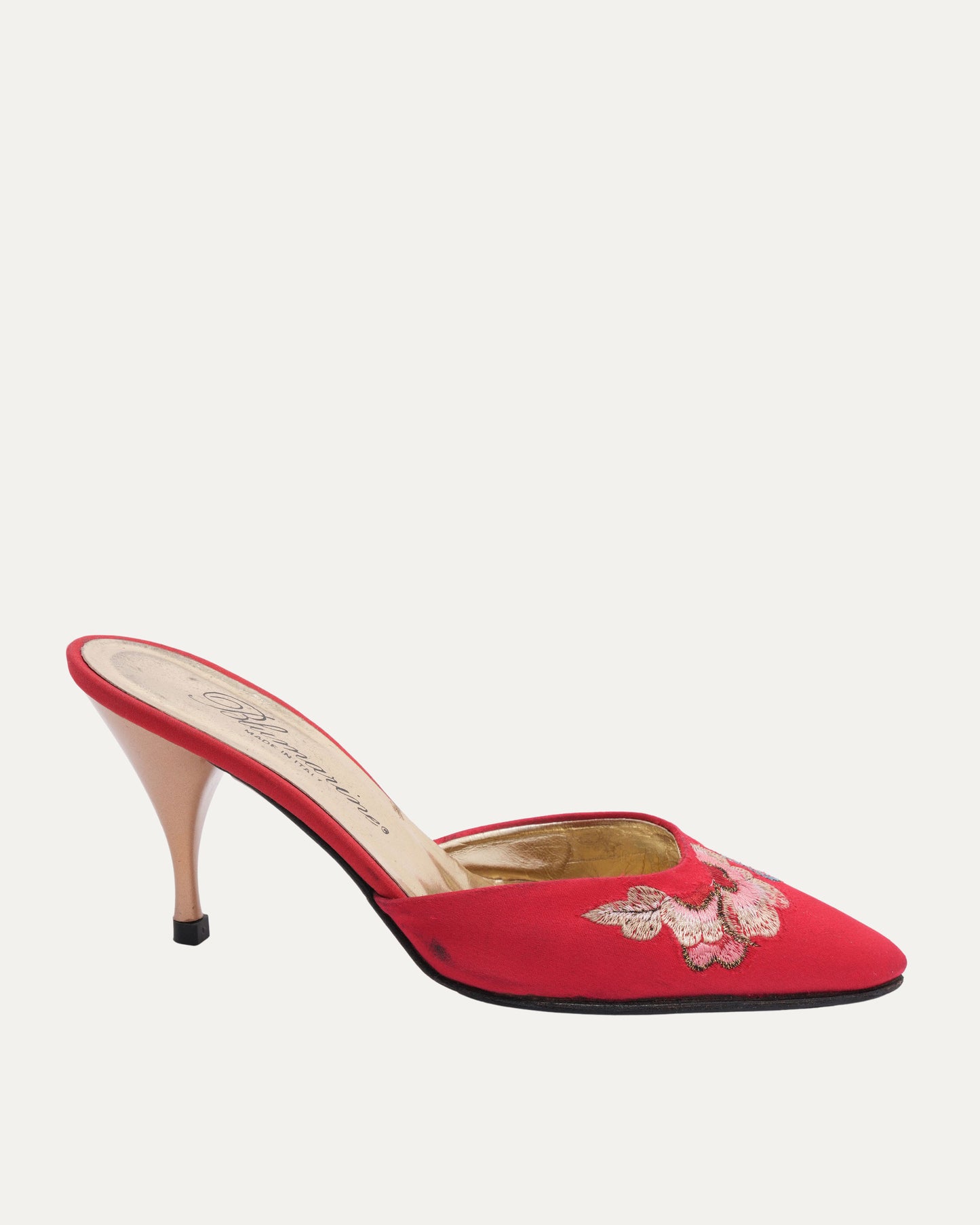 Satin Embroidered Heels