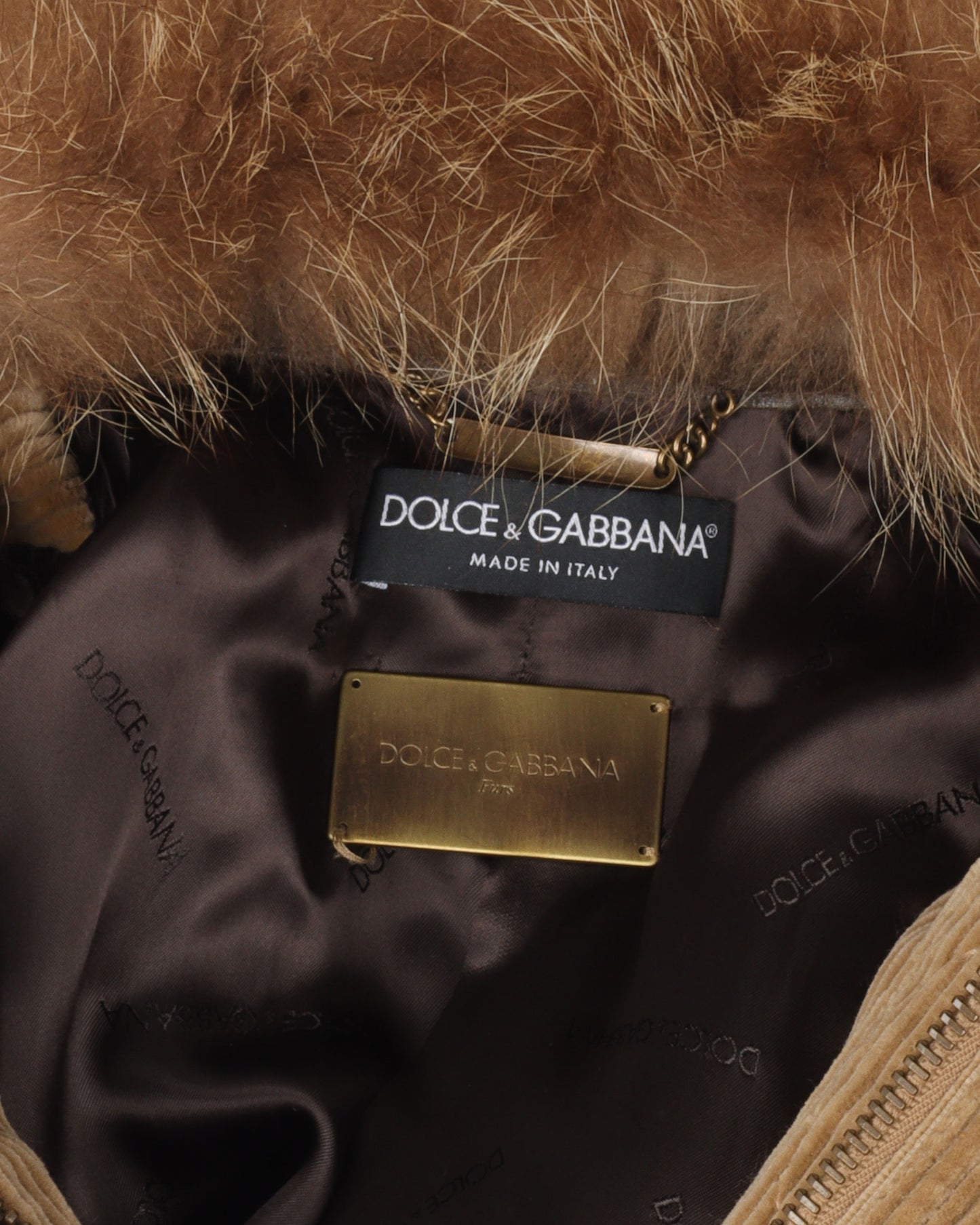 AW04 Rabbit Fur and Corduroy Coat