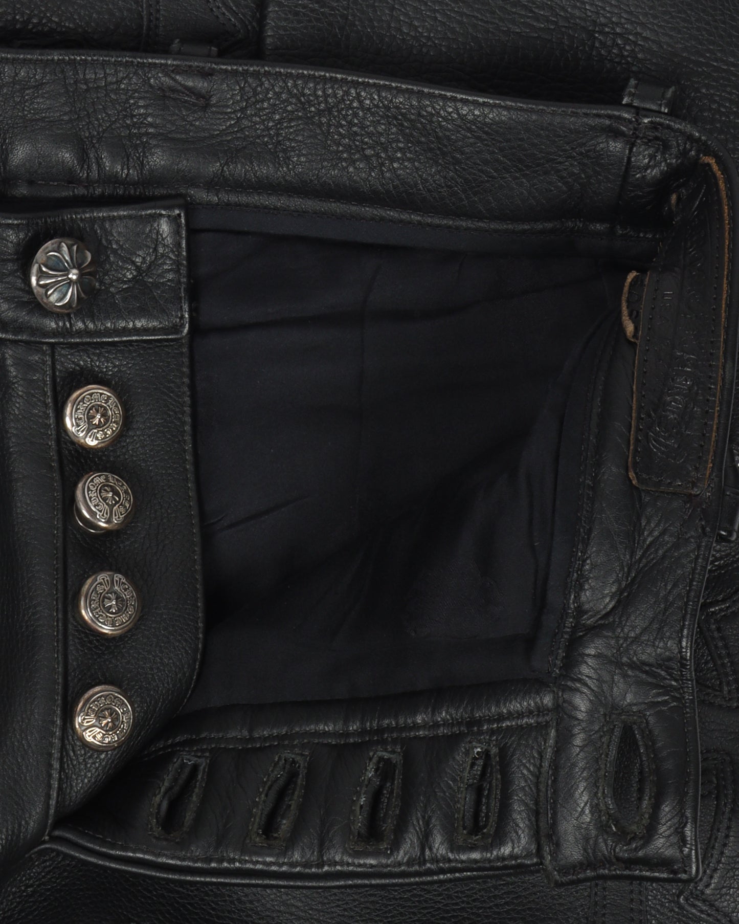 Multi-Cross Leather Fleur Knee Pants