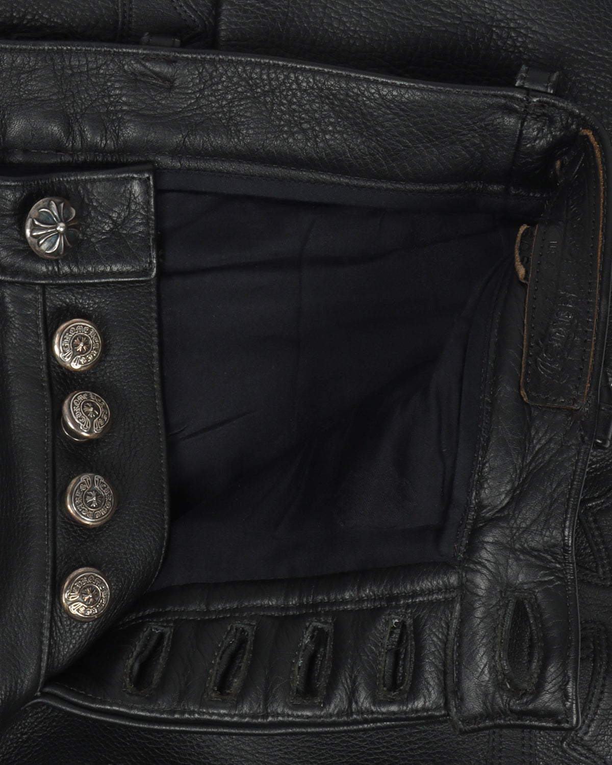 Multi-Cross Leather Fleur Knee Pants
