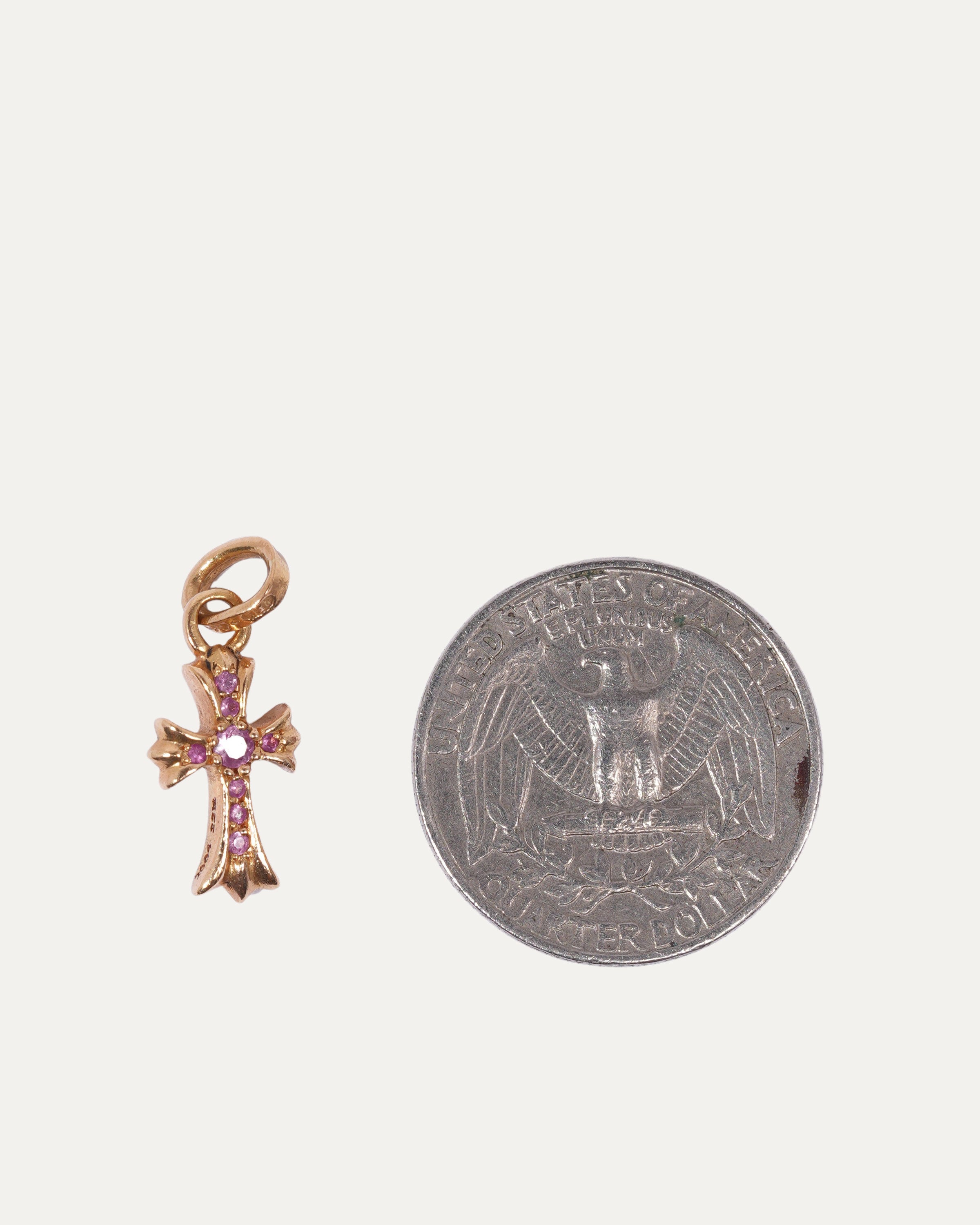 22k Baby Fat Pink Sapphire Cross Charm