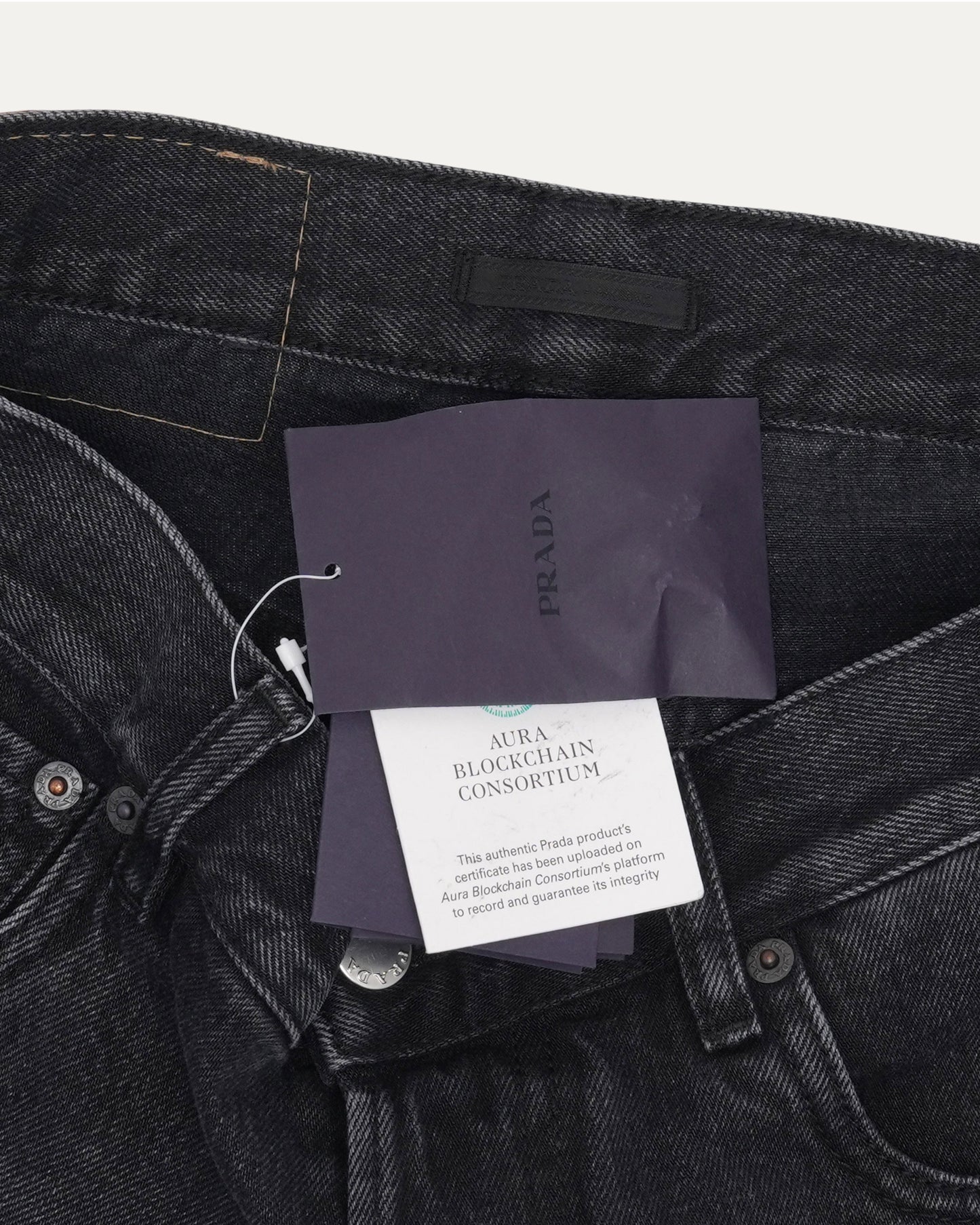 Plaque Embellished Jean Shorts