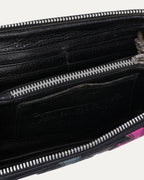 Quilted Cross Patch Long Zip Wallet