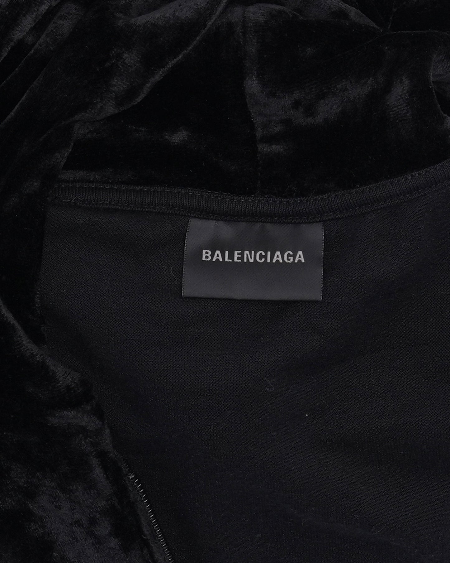 Velour Rhinestone Logo Zip-Up Hoodie