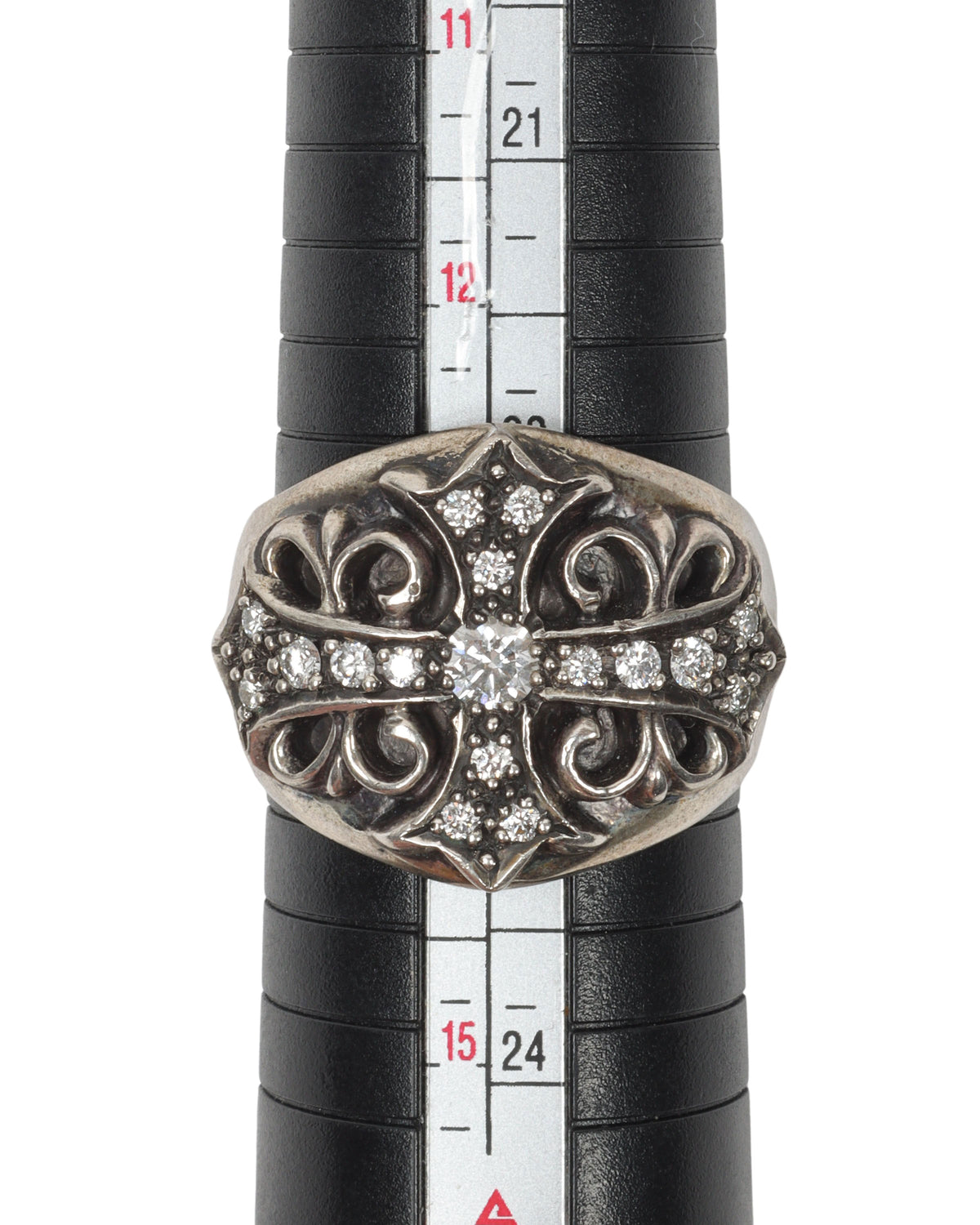 Diamond Fleur Cross Ring