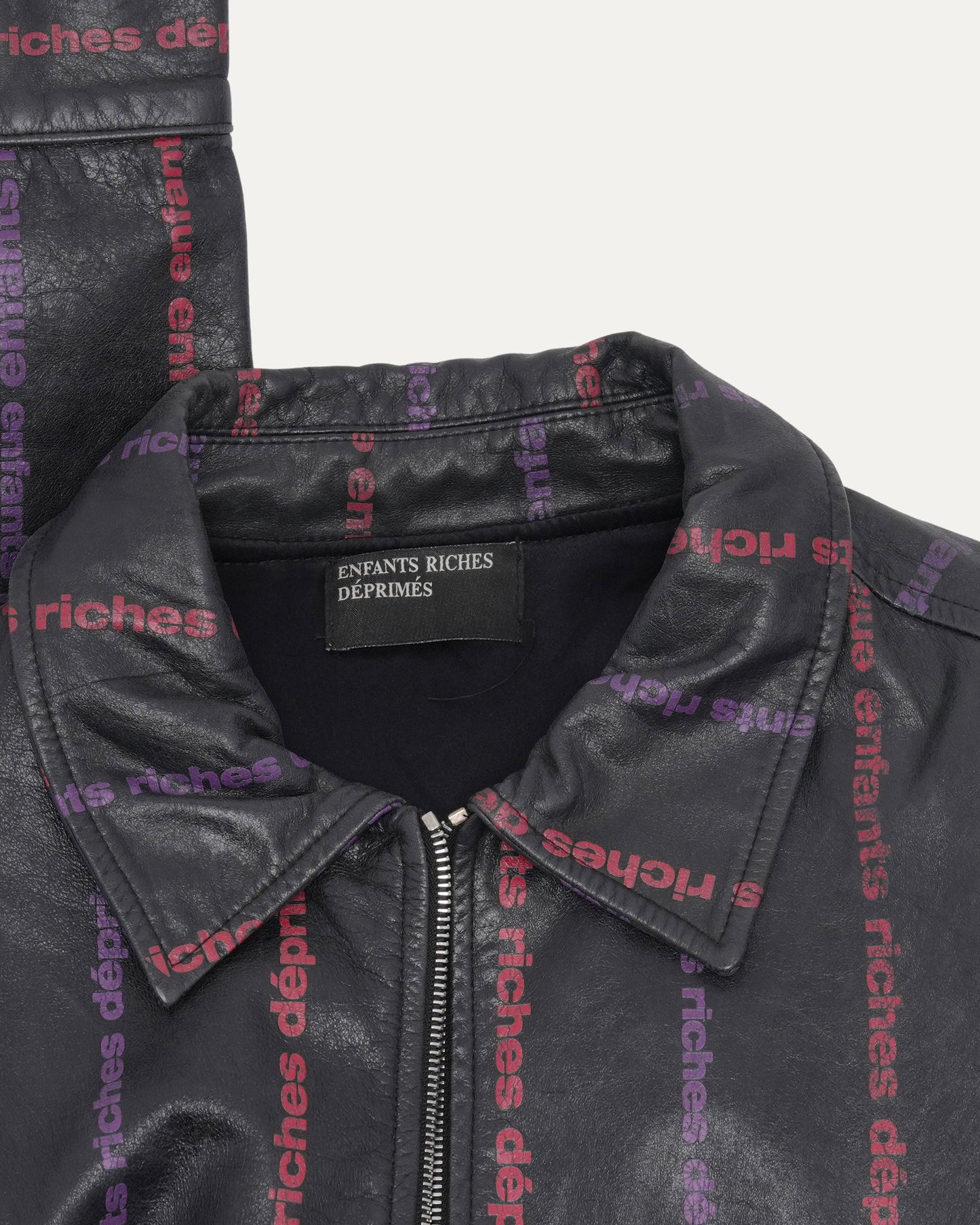 Logo Striped Leather Jacket