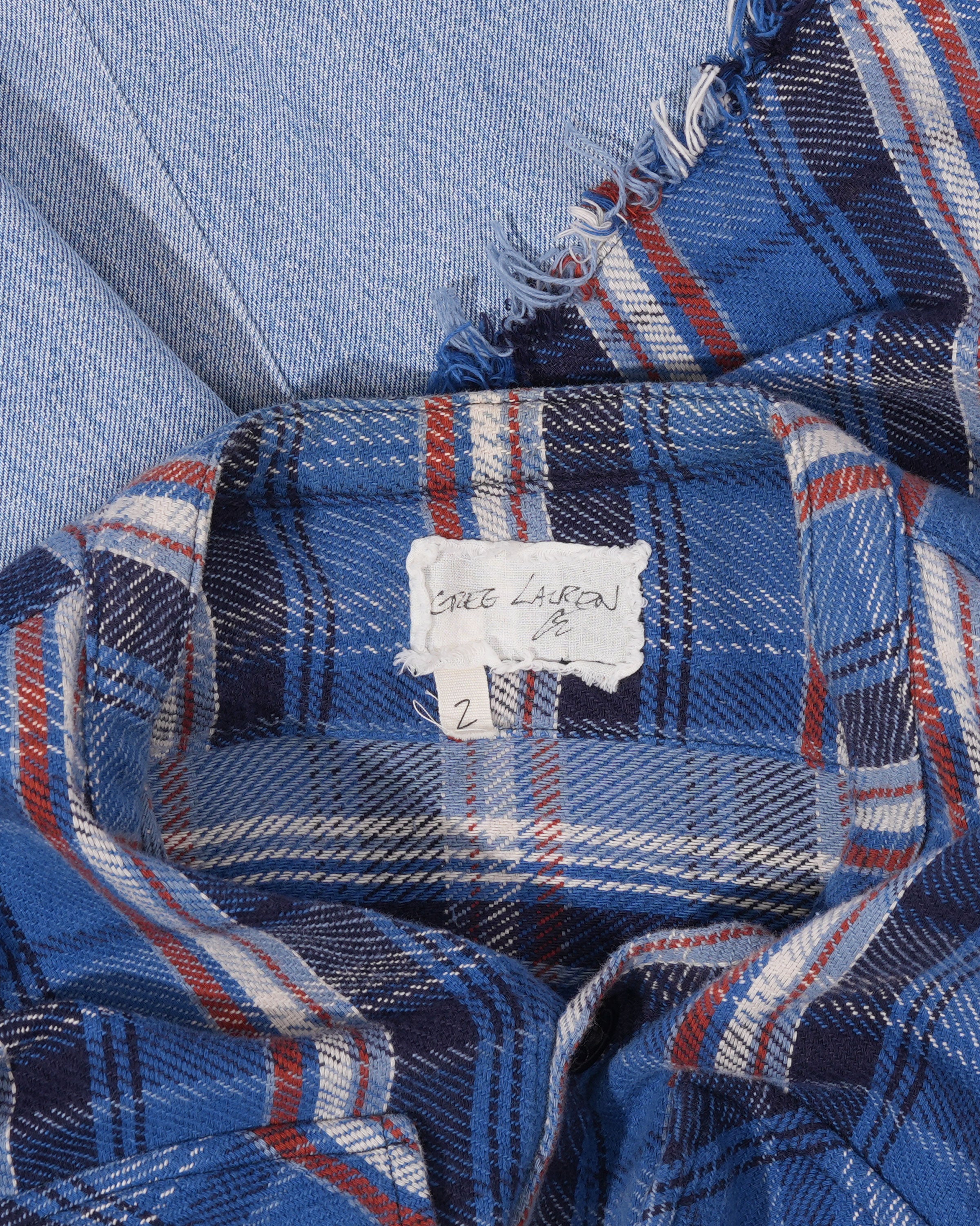 50/50 Blue Plaid/Denim Boxy Studio Shirt