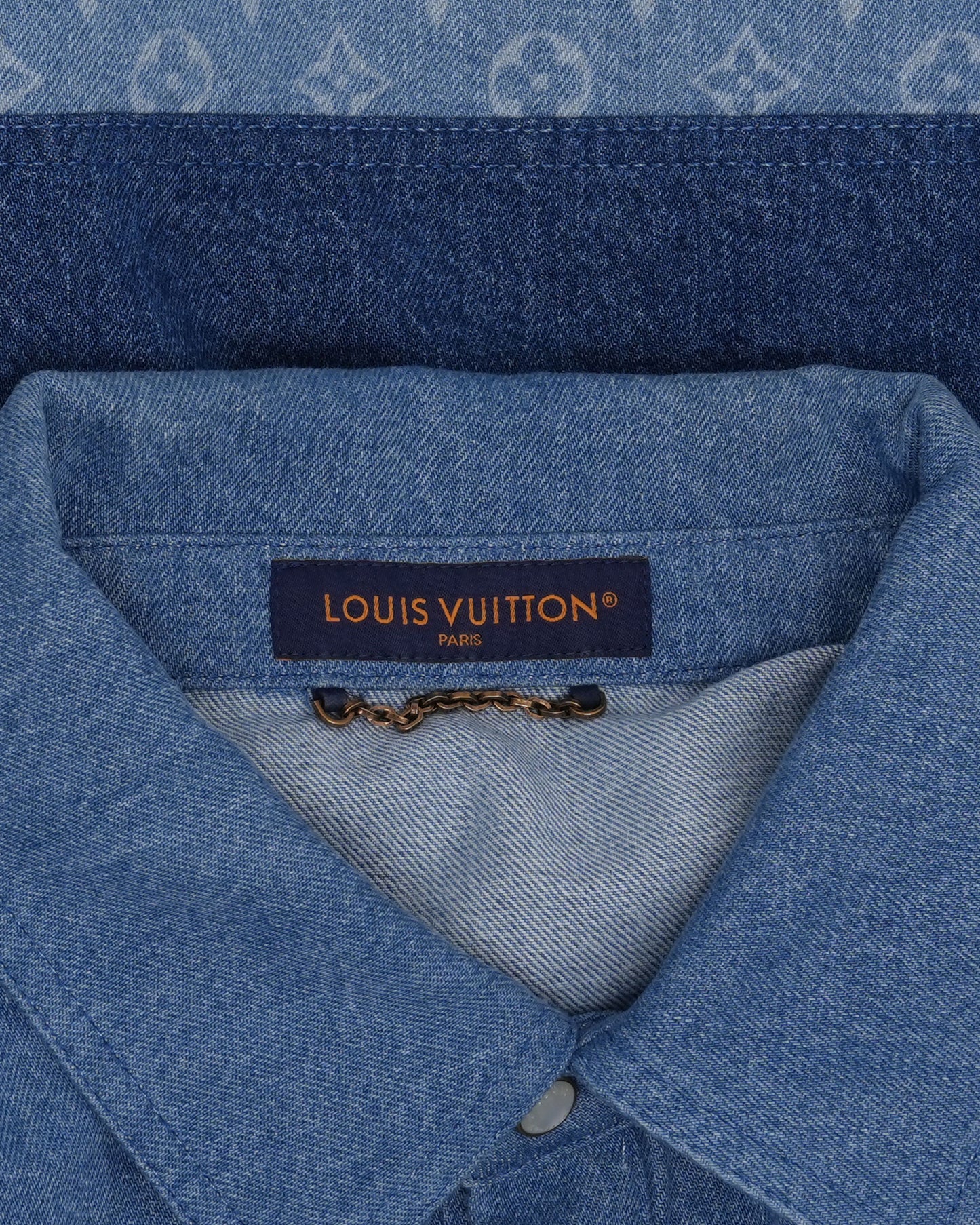 Striped Patchwork Denim Polo Shirt