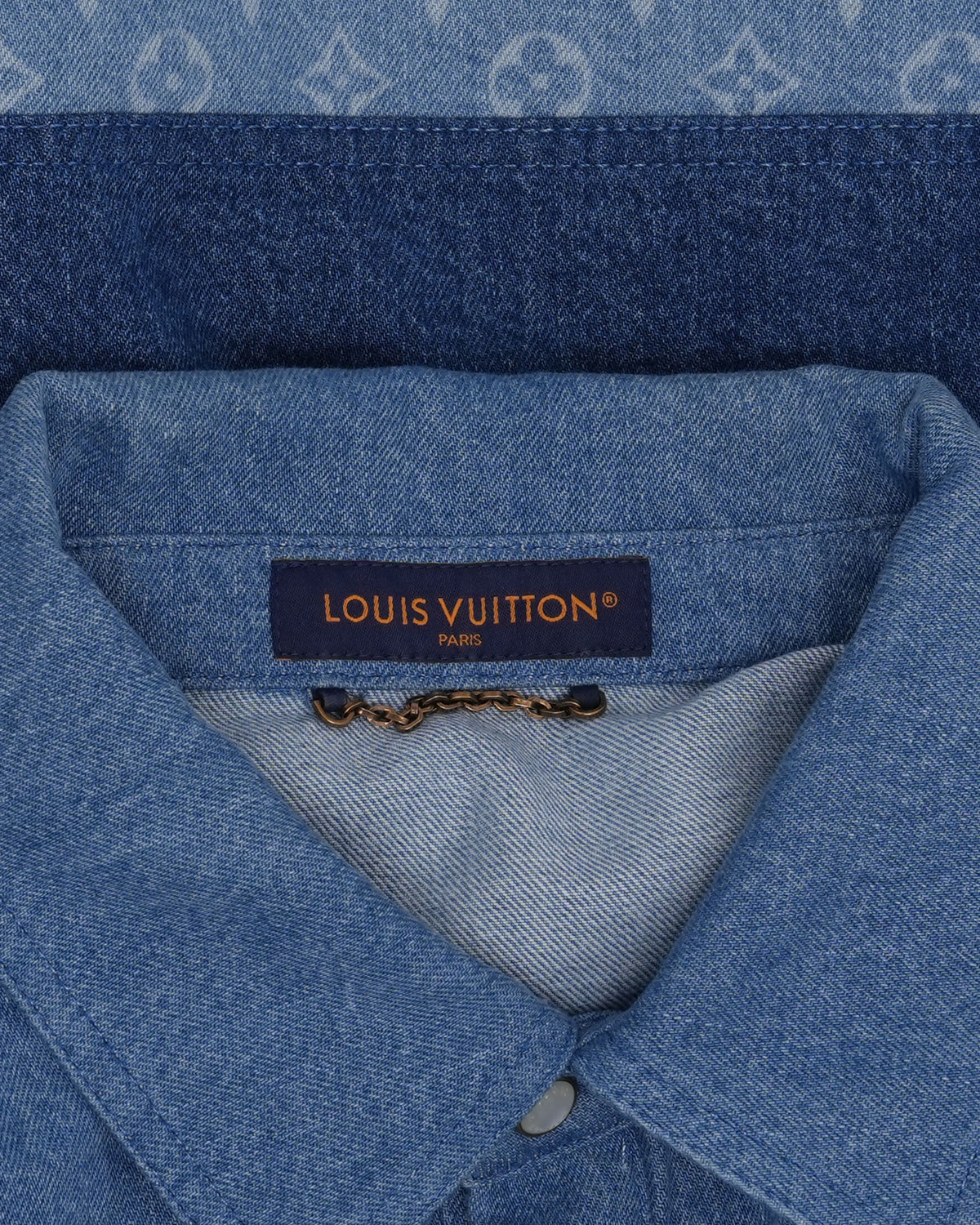 Striped Patchwork Denim Polo Shirt
