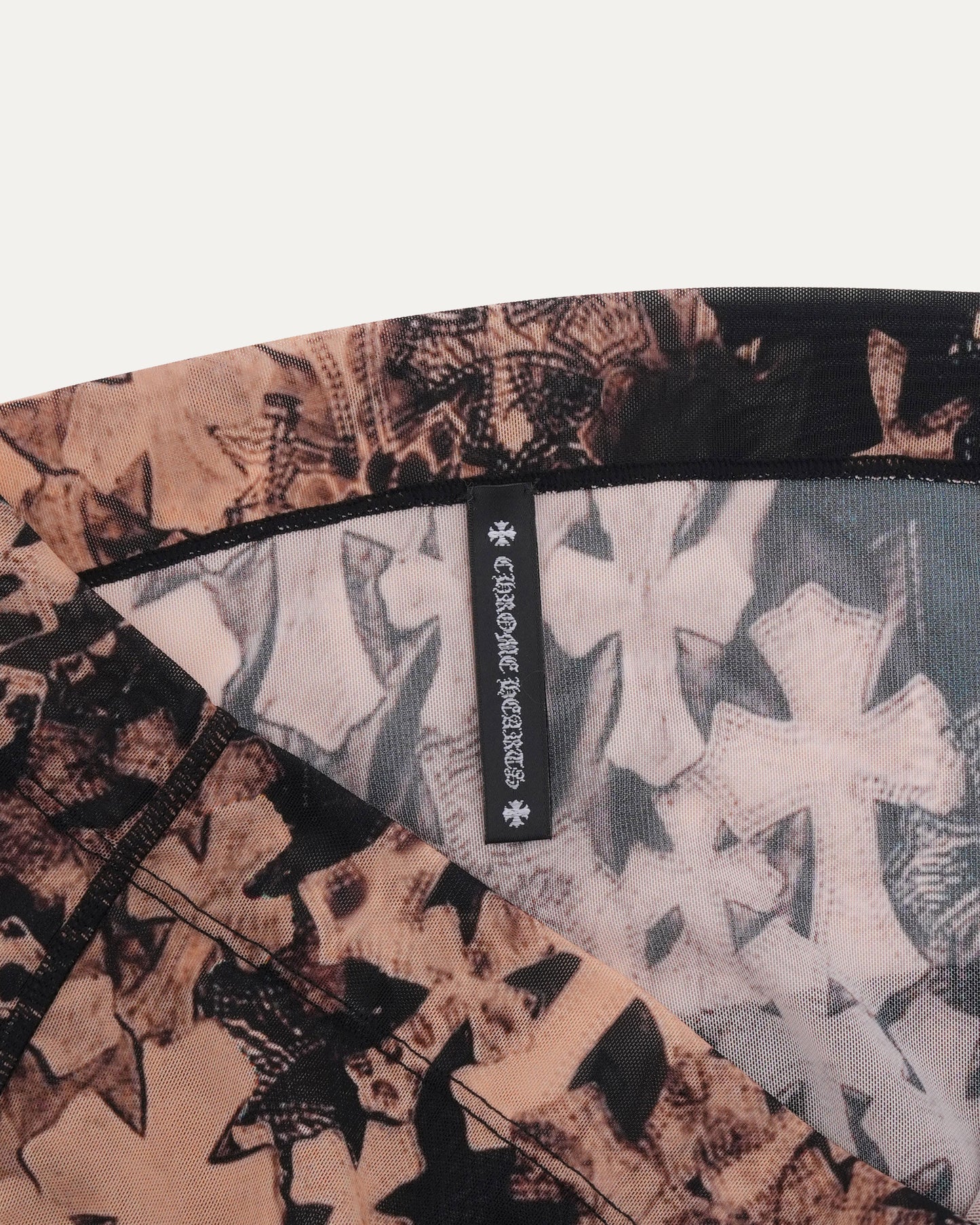 Waterfall Cross Patch Print Mesh Tube Top
