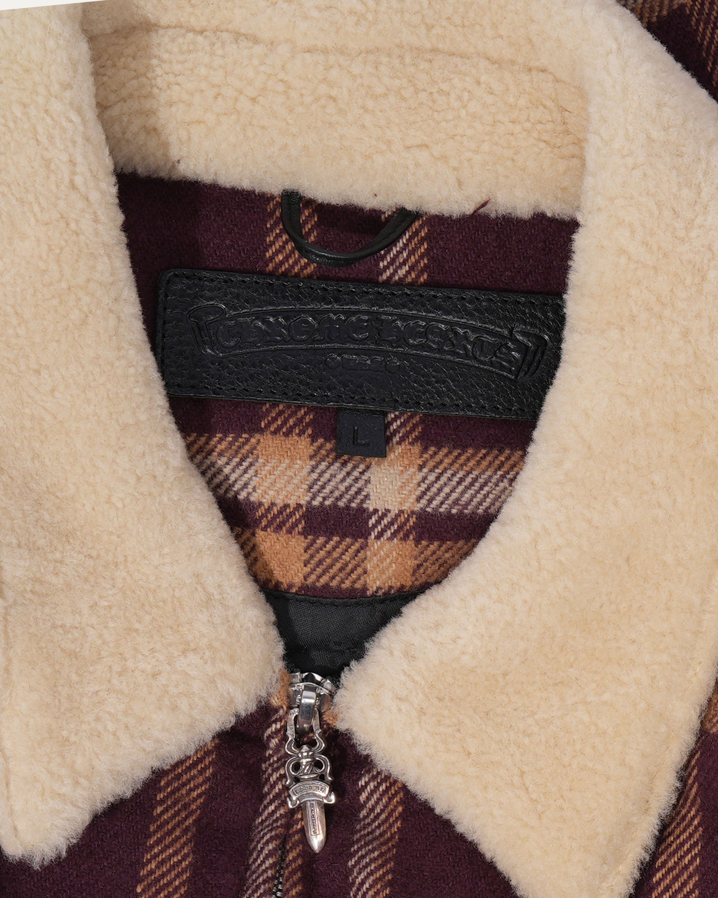 Flannel Shearling Collar Zip Up Jacket