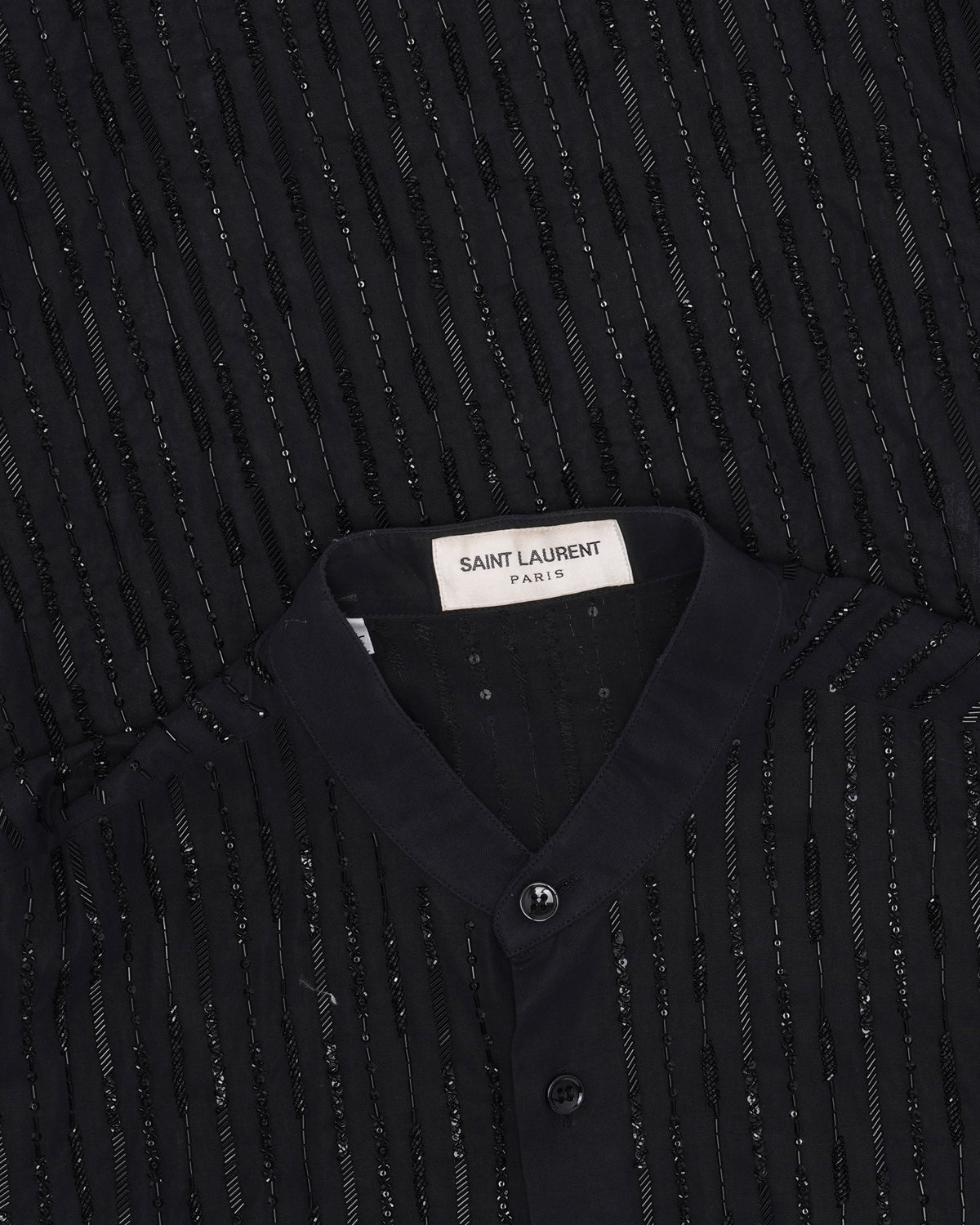 Sleeveless Beaded Band Collar Shirt
