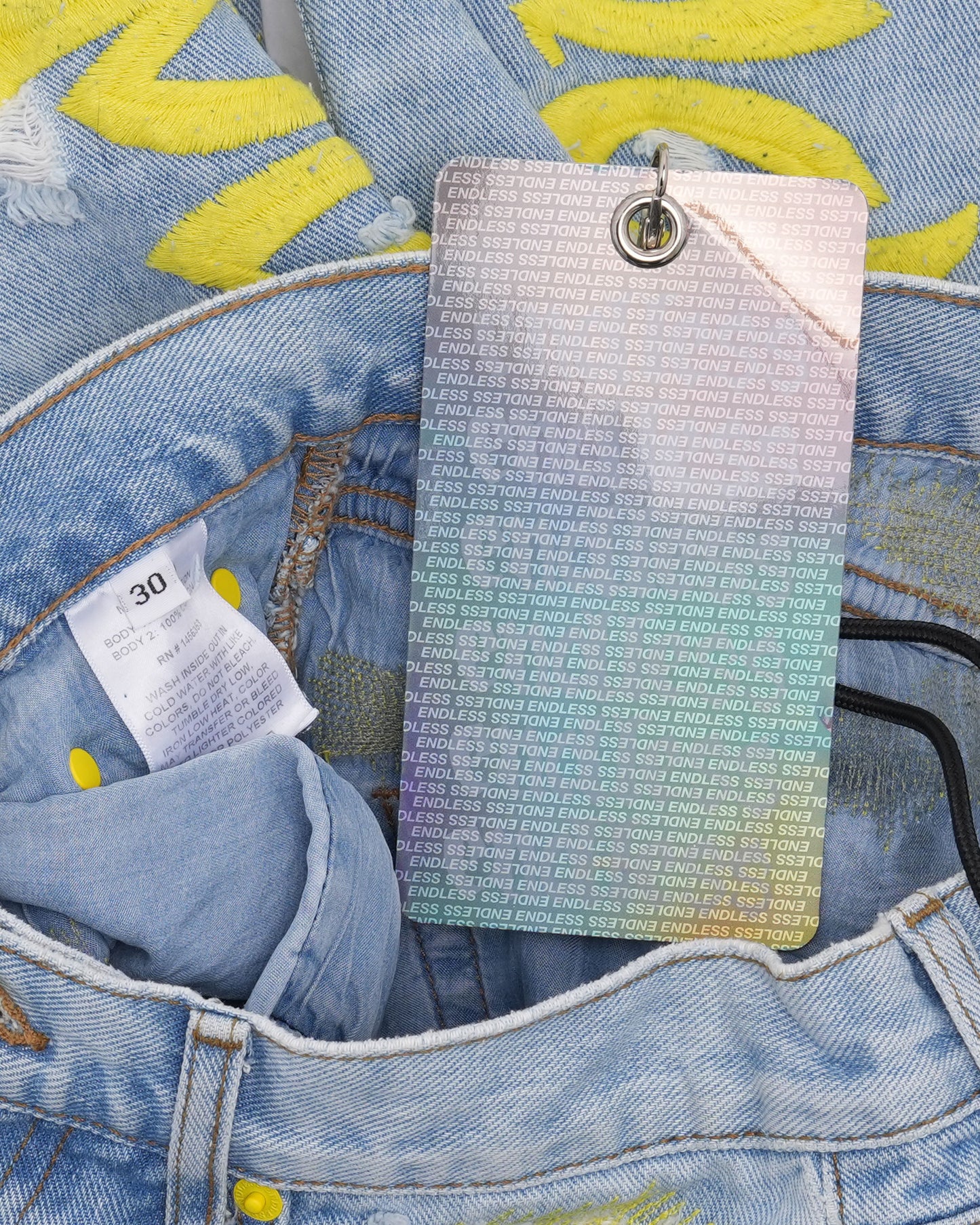 Distressed Embroidered Jeans