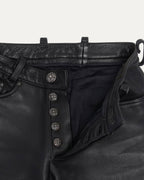 Leather Cross Patch Fleur Knee Pants