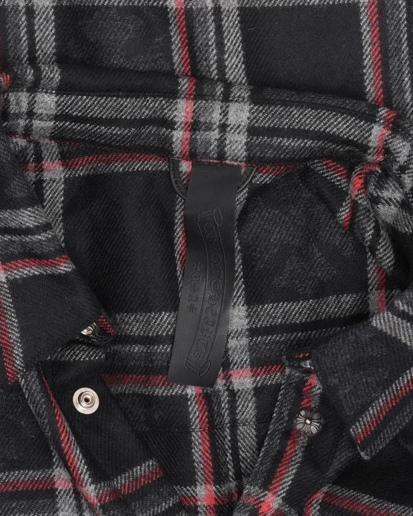Gas Station Plaid Cashmere Cross Patch Loose Ends Flannel Shirt