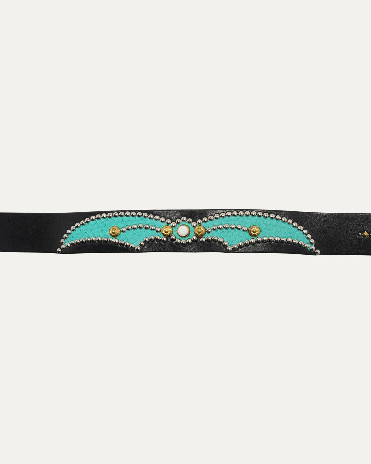 Studded Leather Snake Inlay Belt