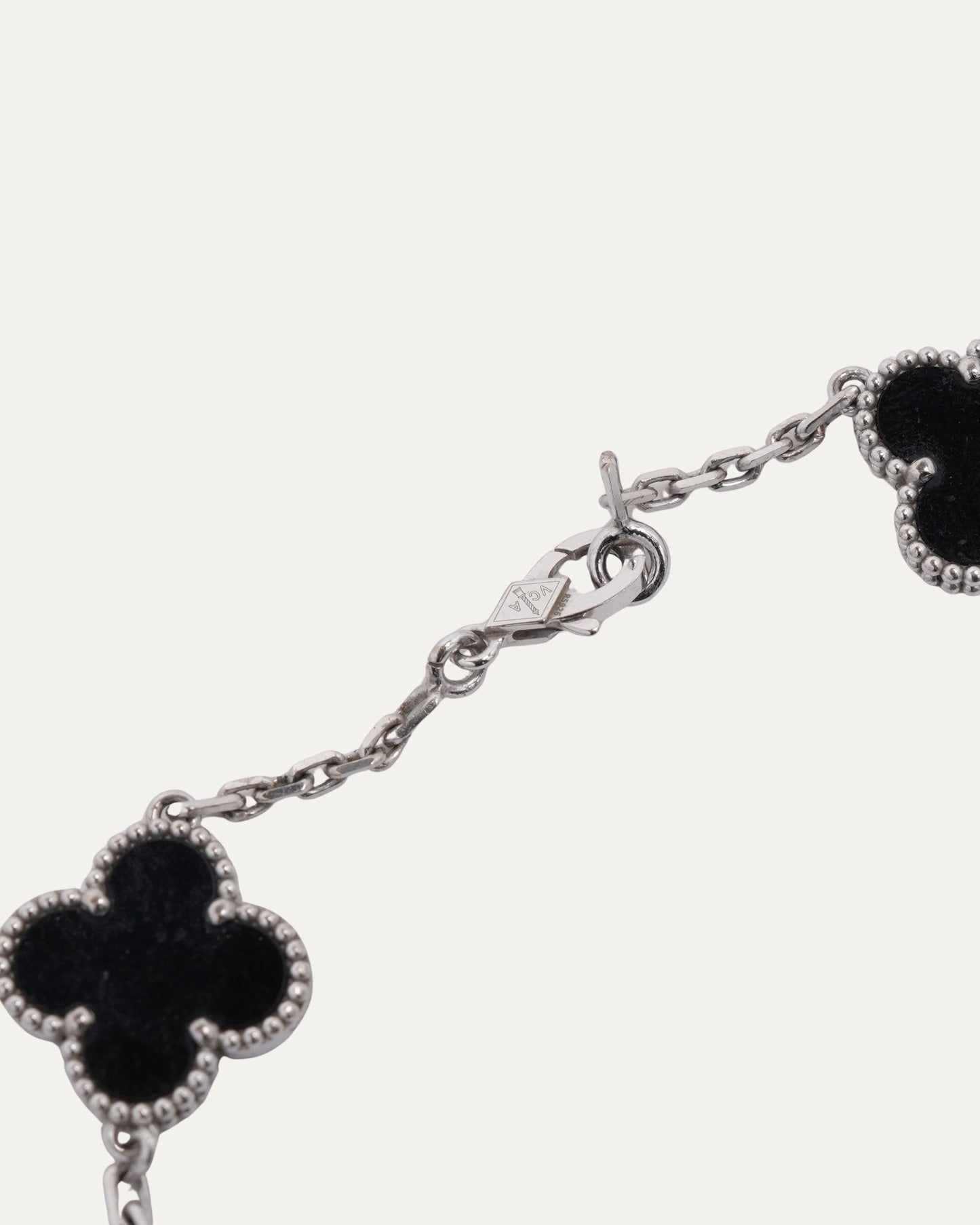 White Gold Diamond Black Onyx Vintage Alhambra Bracelet
