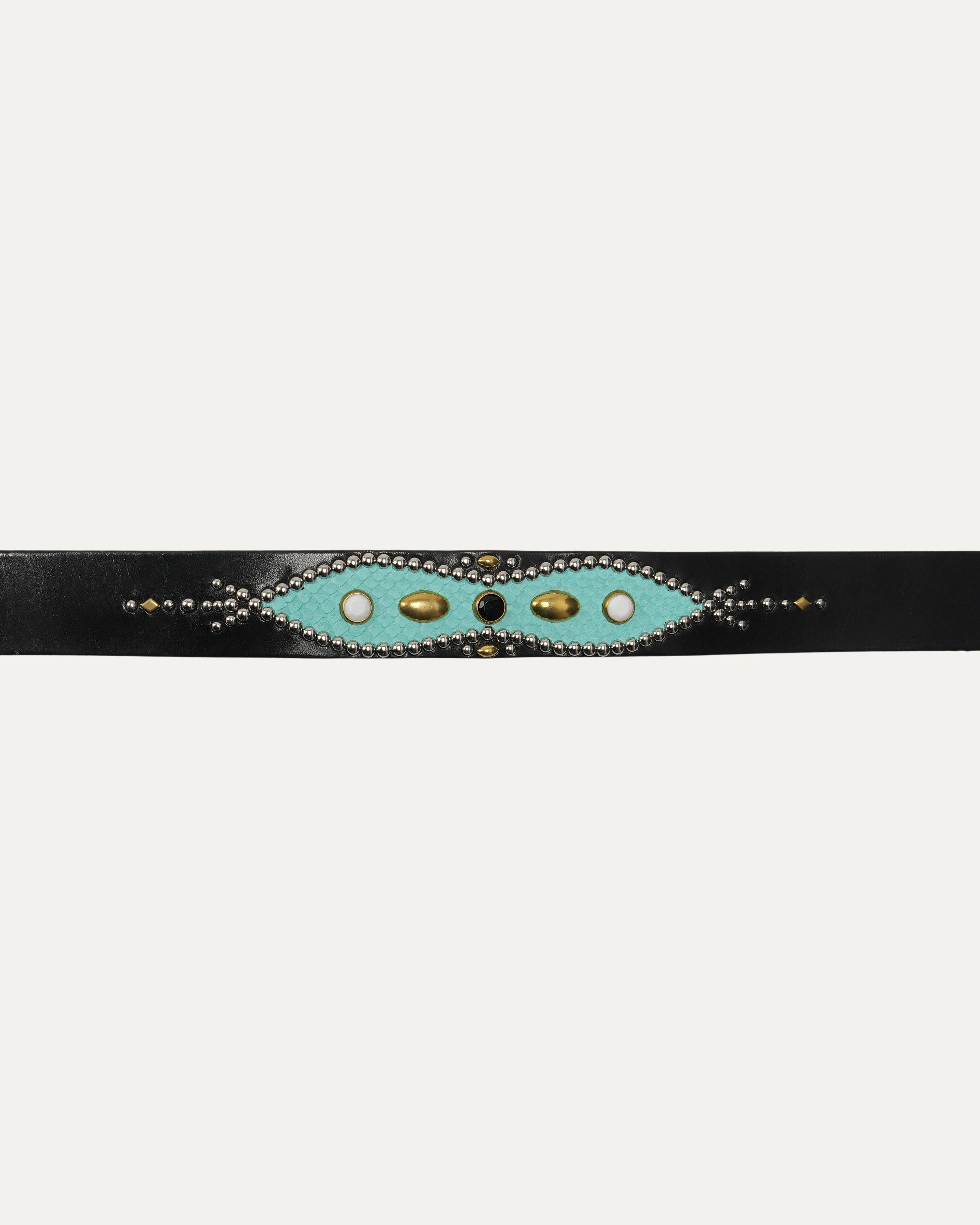 Studded Leather Snake Inlay Belt