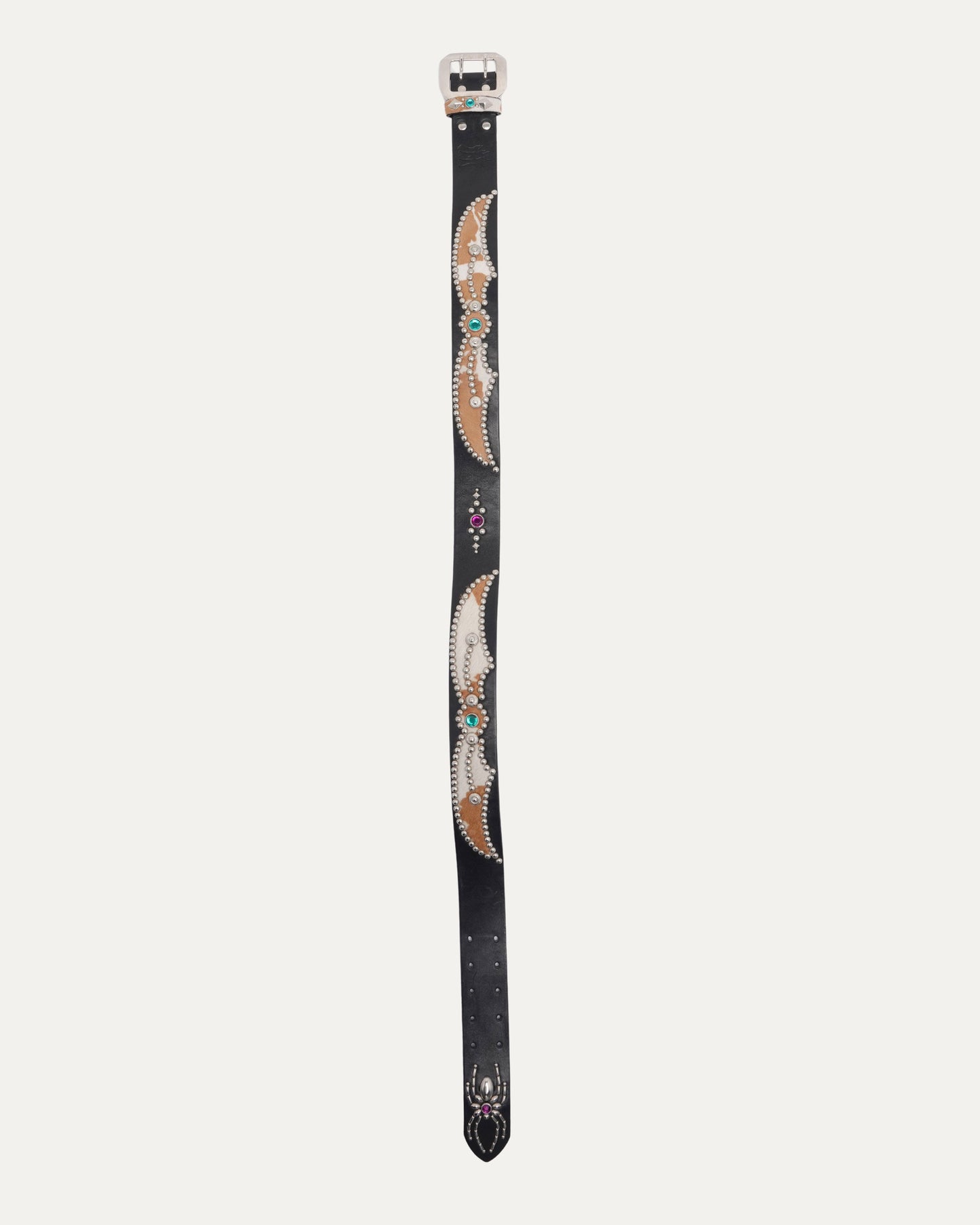 Studded Cow Hair Inlay Belt
