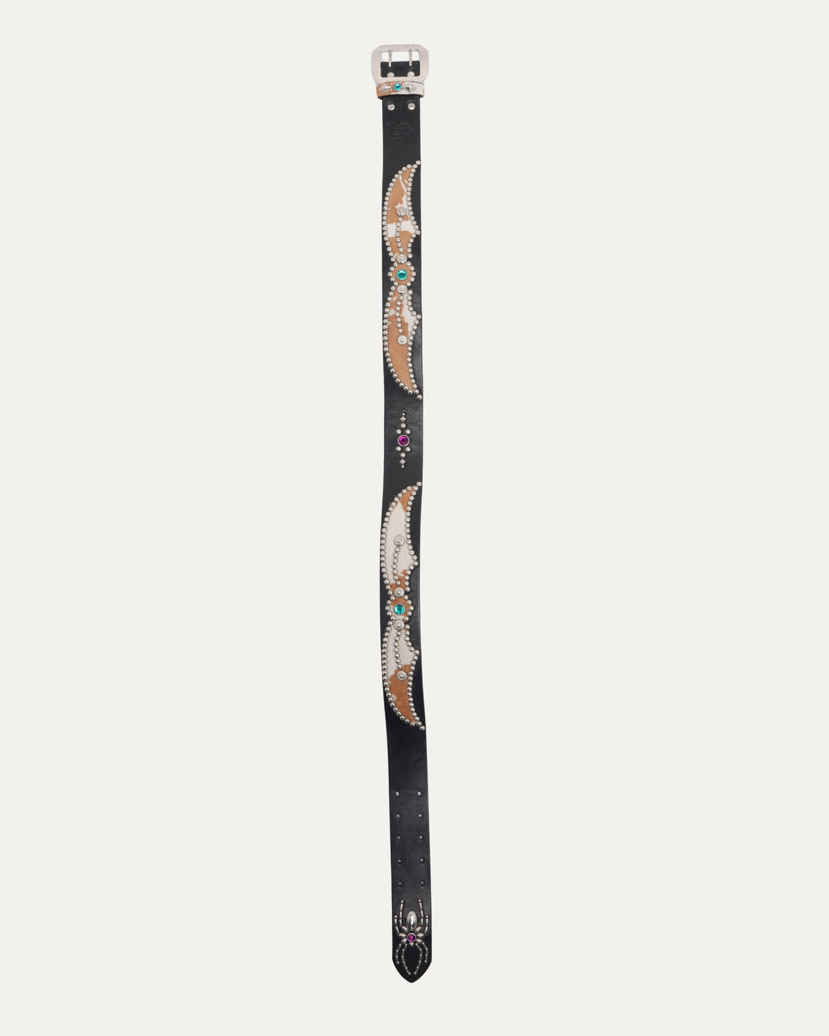 Studded Cow Hair Inlay Belt