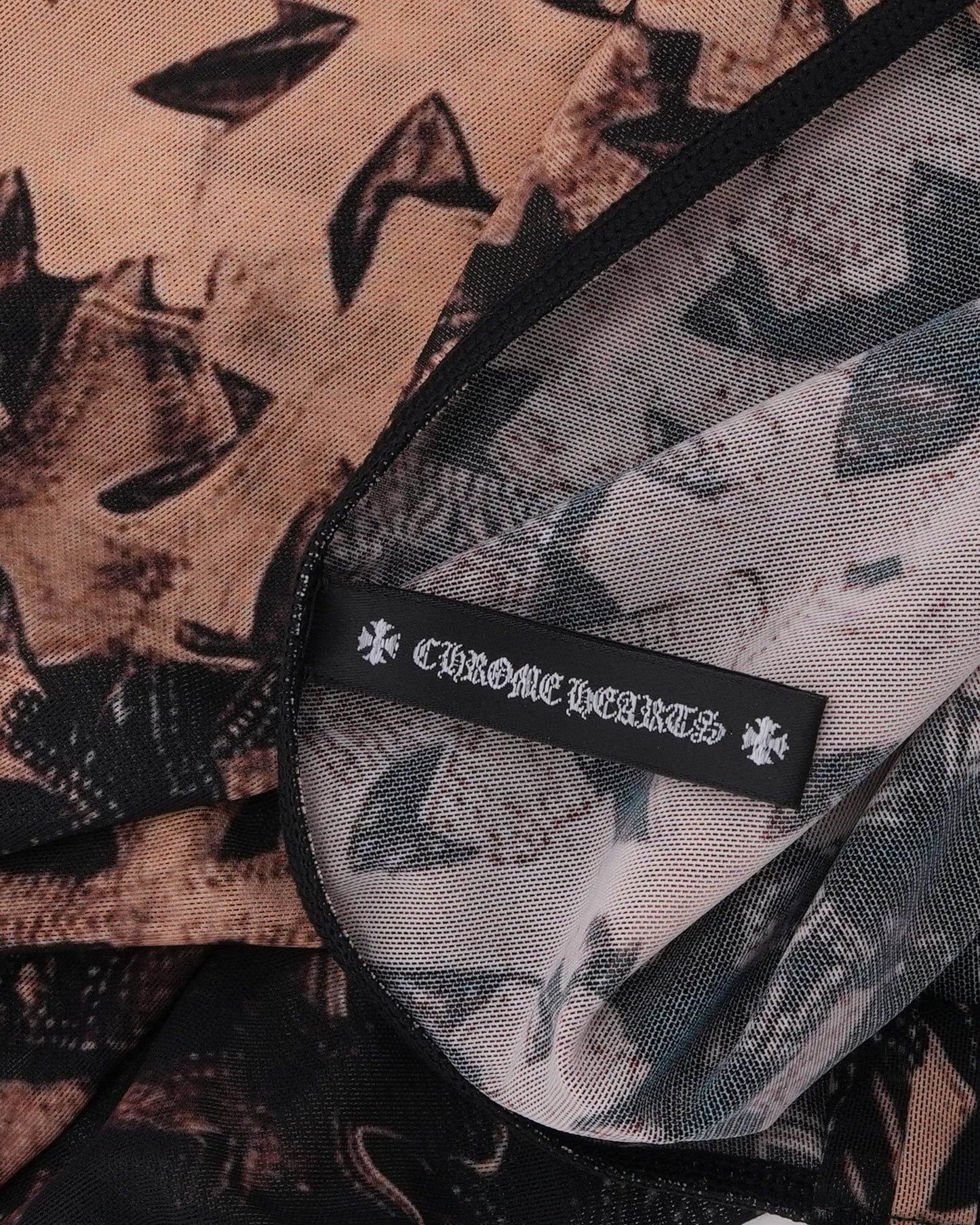 Waterfall Cross Patch Print Mesh Dress