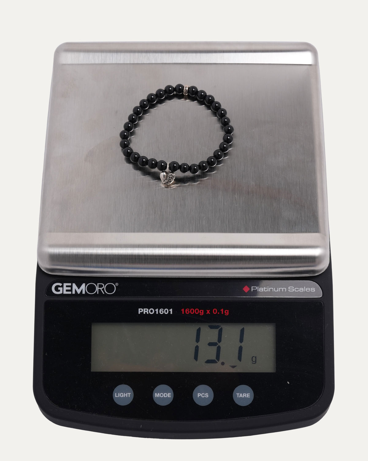 6mm Black Tourmaline Heart Charm Bead Bracelet