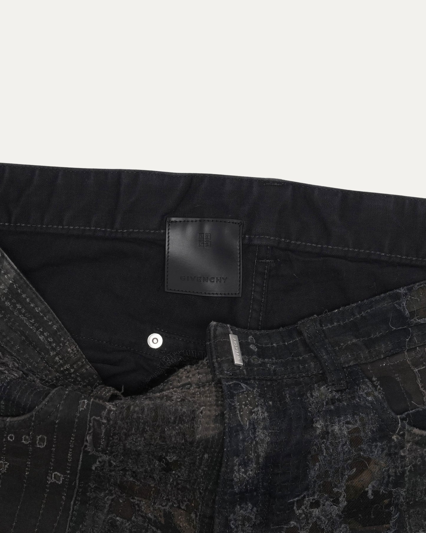 Camouflage Boro Repair Zipper Jeans