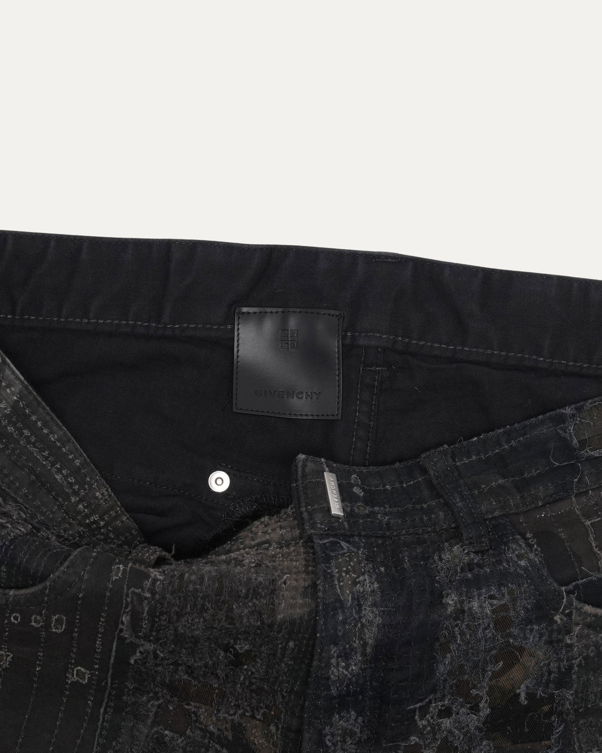 Camouflage Boro Repair Zipper Jeans