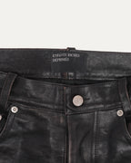 Crust Repaired Leather Flare Jeans