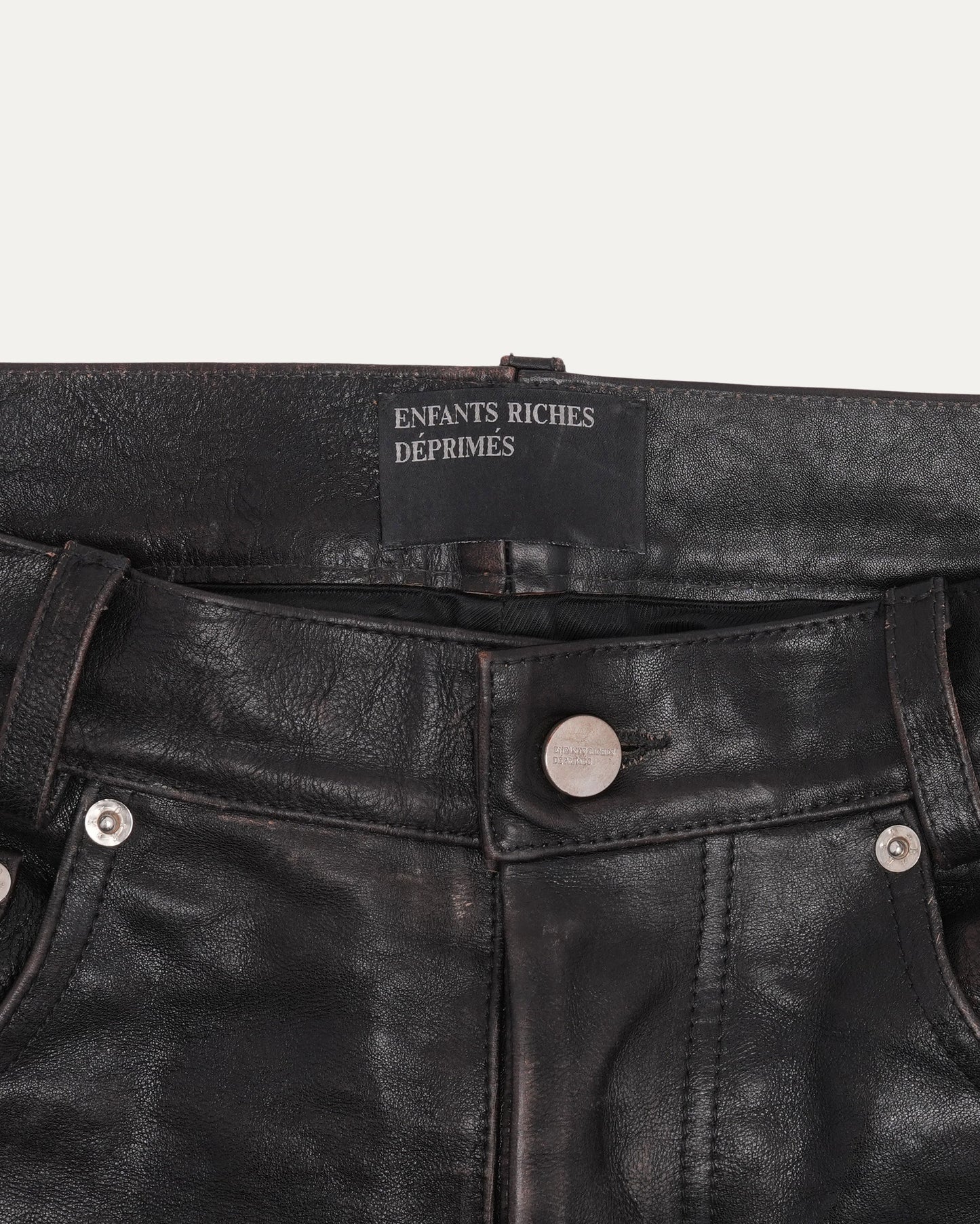 Crust Repaired Leather Flare Jeans