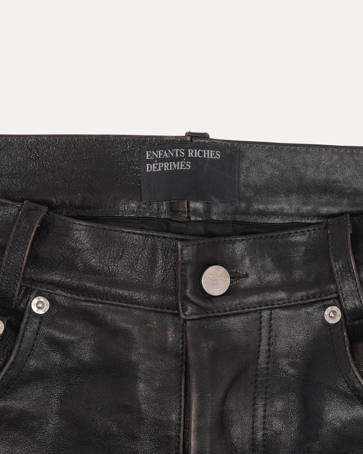 Crust Repaired Leather Flare Jeans