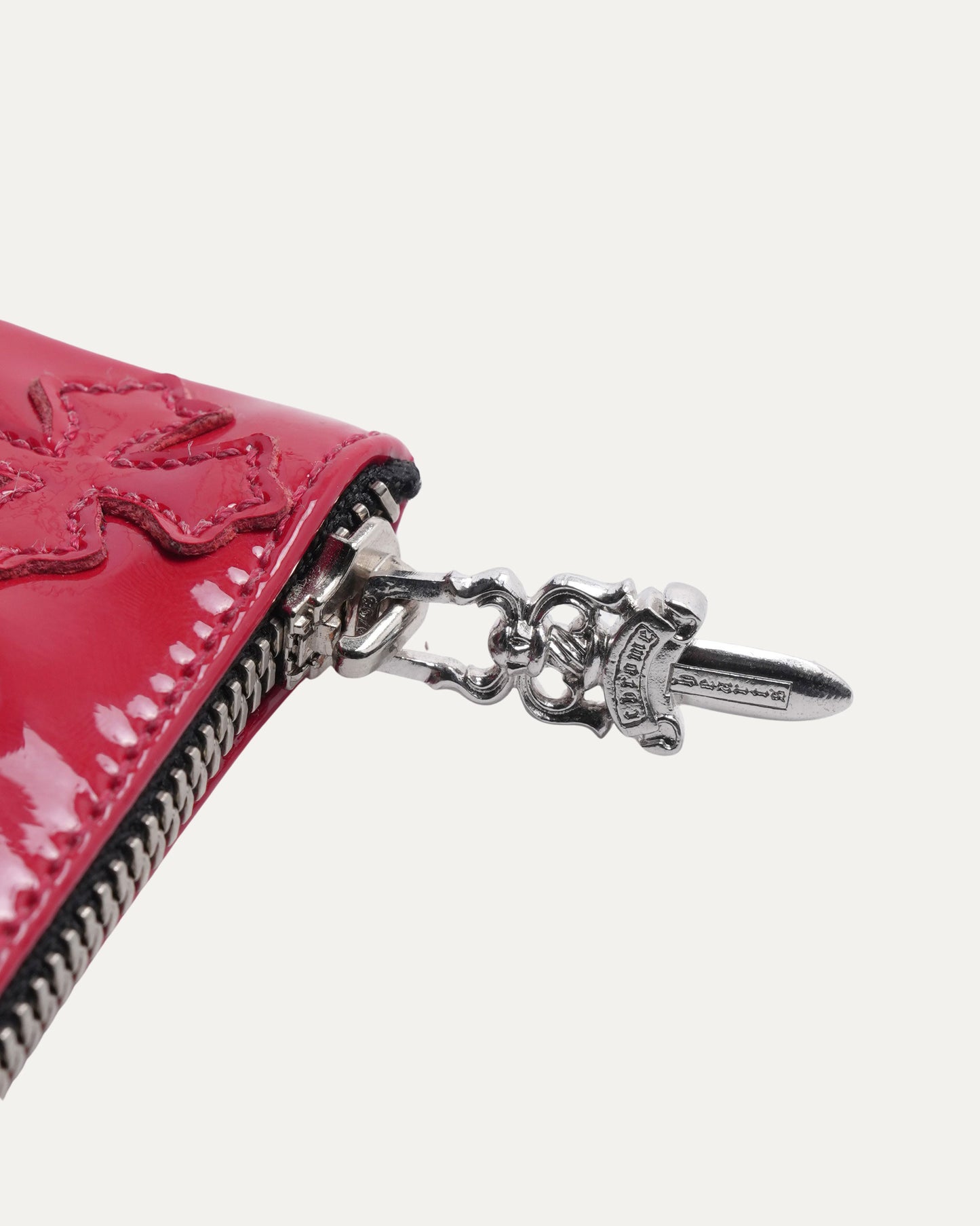 Patent Leather Cross Patch Pencil Pouch
