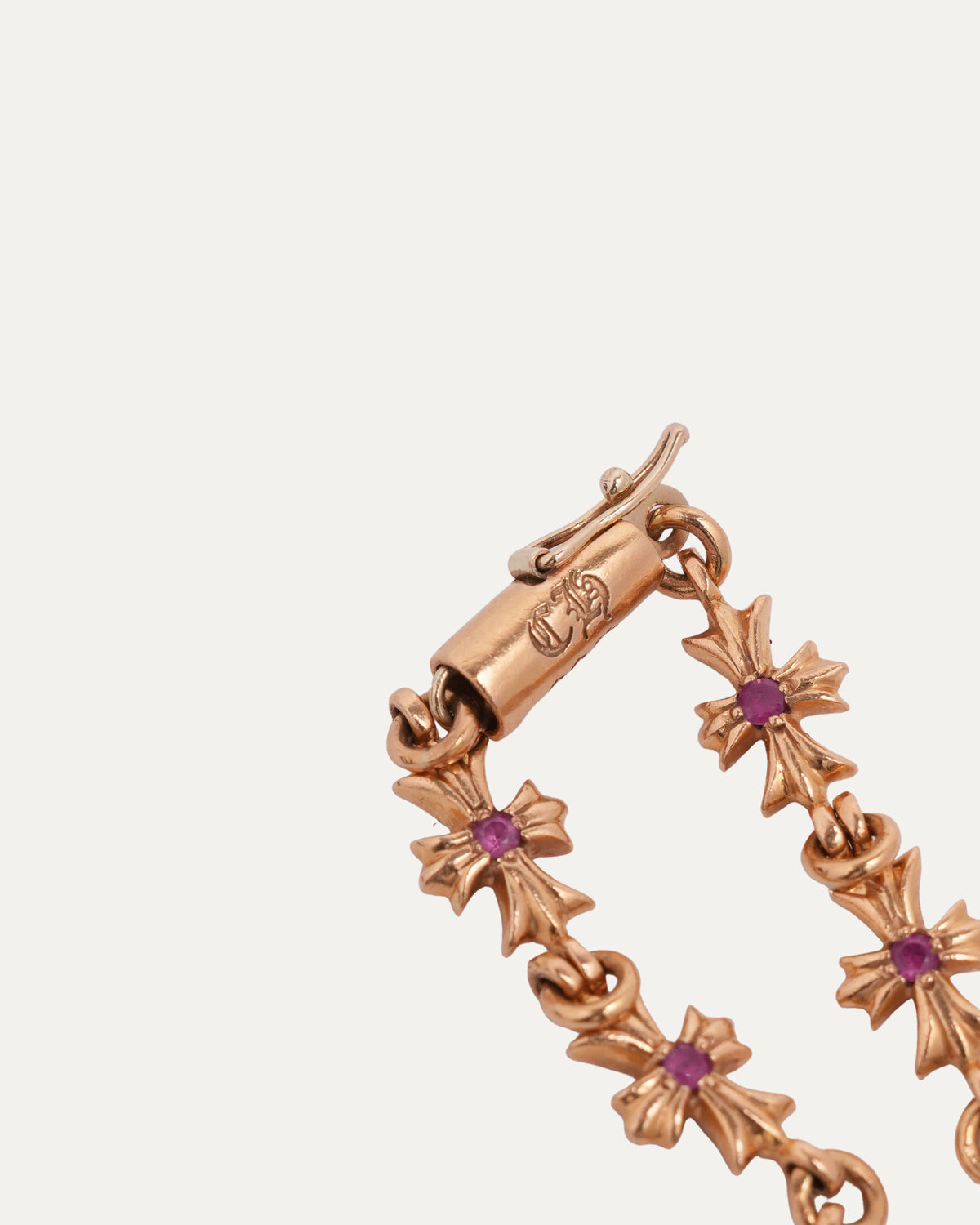 Gold Pink Sapphire Tiny E Bracelet